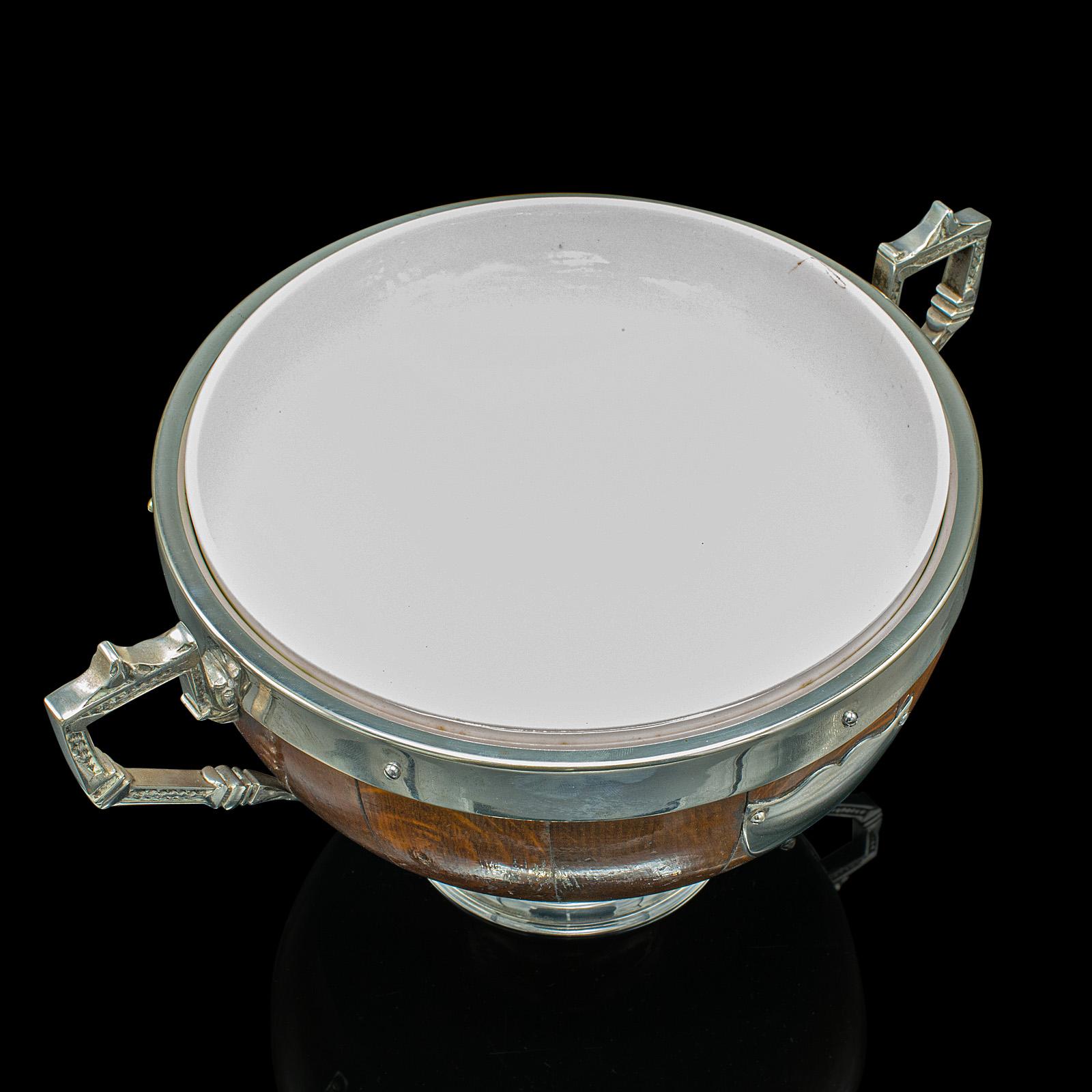 Antique Trophy Bowl, English Oak, Silver Plate, Decorative Dish, Edwardian, 1910 1