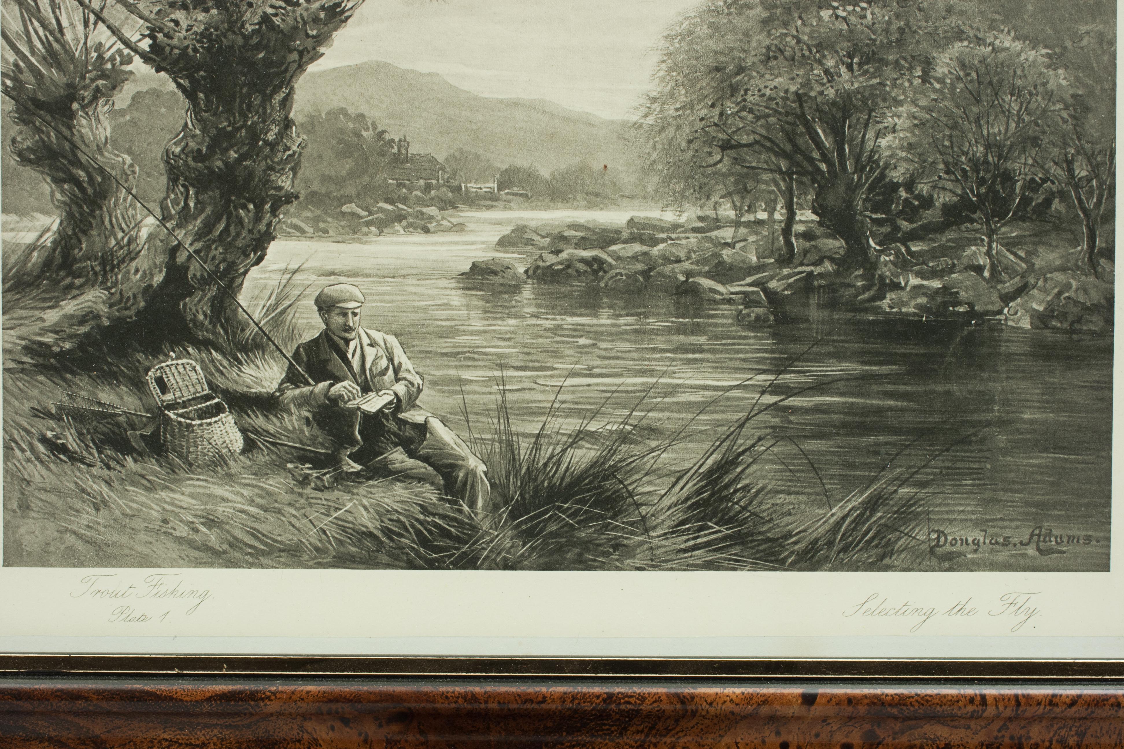 Antique Trout Fishing Prints, Set of Three Photogravures. For Sale 2