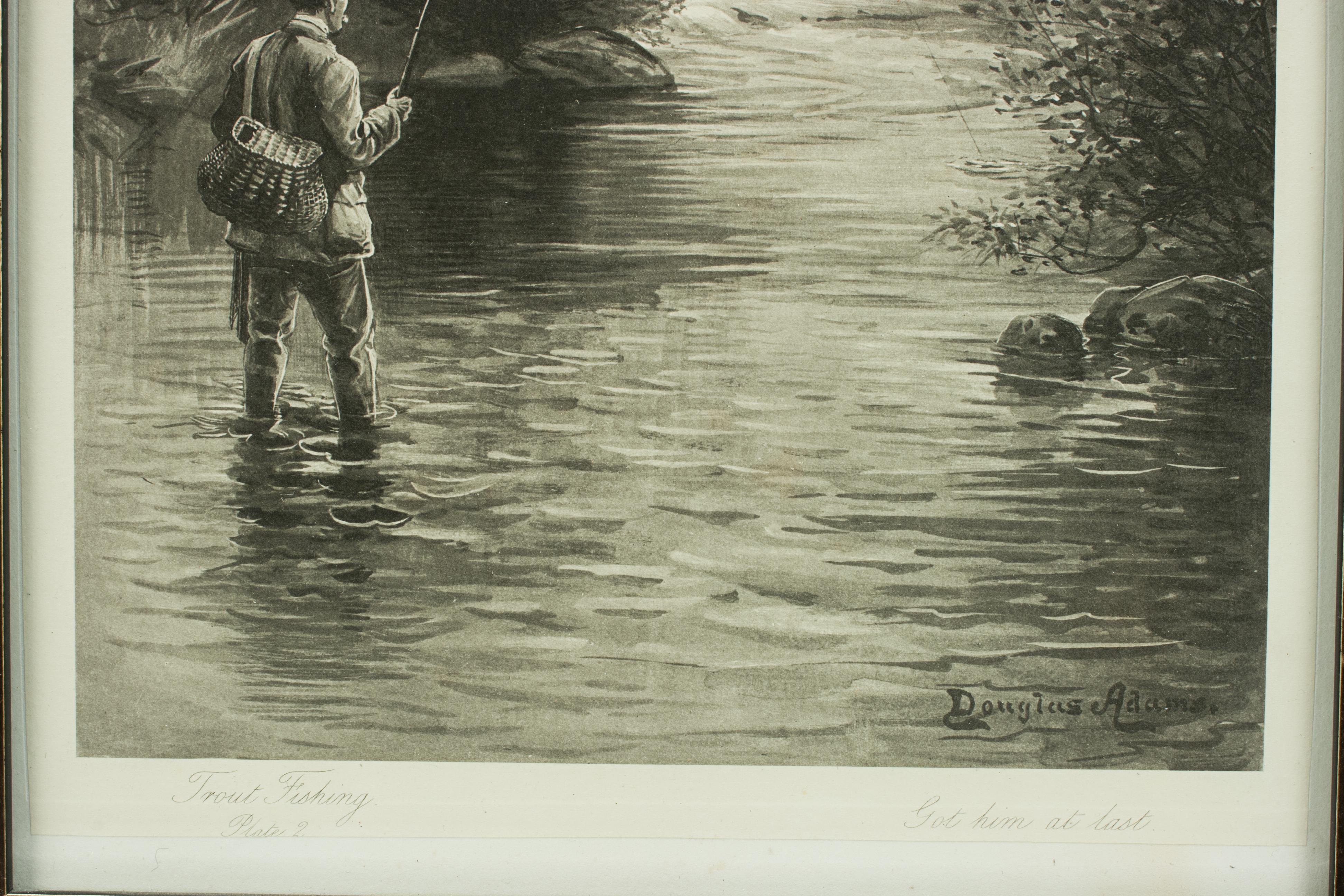 Antique Trout Fishing Prints, Set of Three Photogravures. For Sale 3