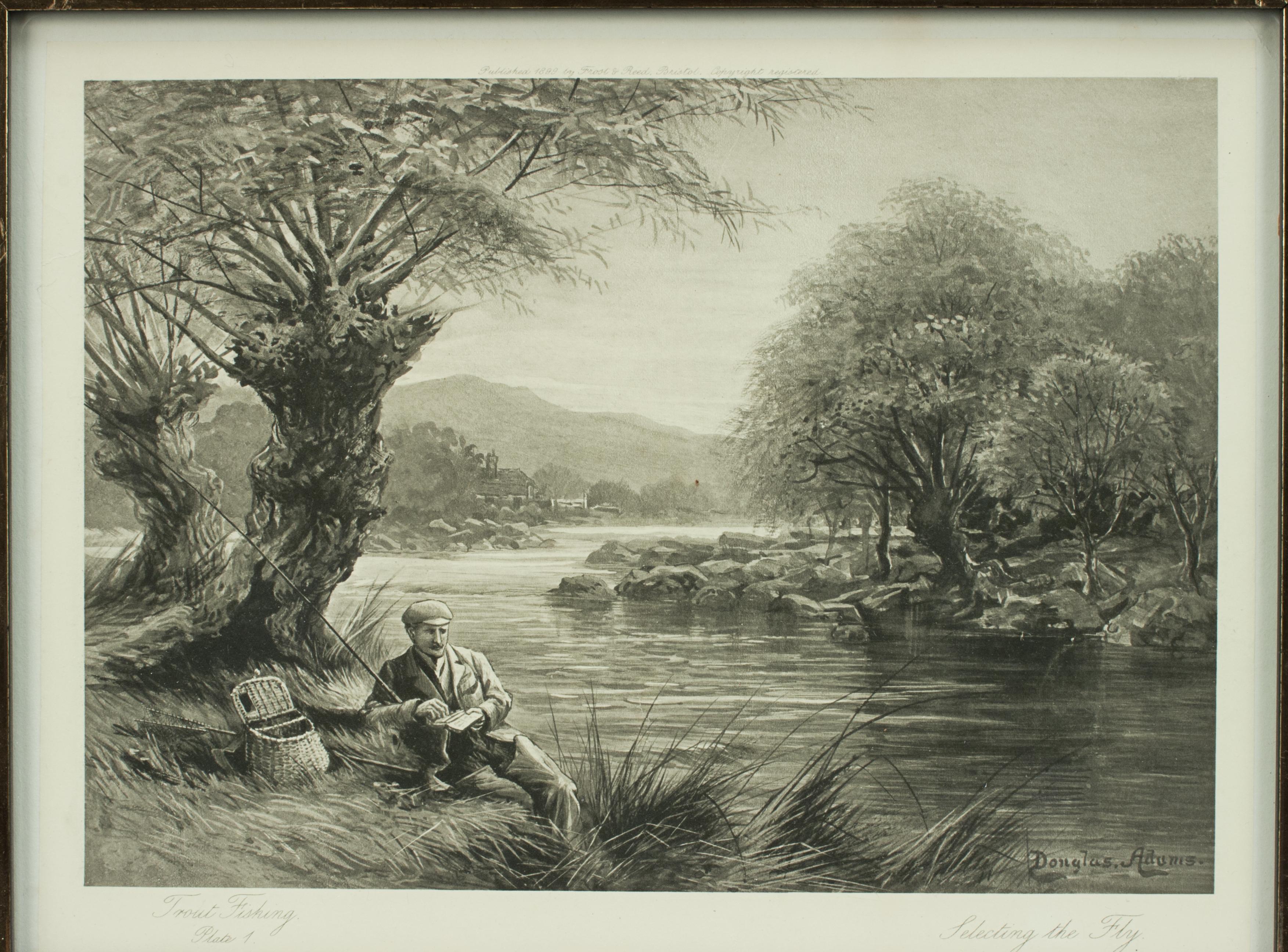 Antique Trout Fishing Prints, Set of Three Photogravures. For Sale 7