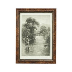 Antique Trout Fishing Prints, Set of Three Photogravures.