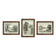 Antique Trout Fishing Prints, Set of Three Photogravures.
