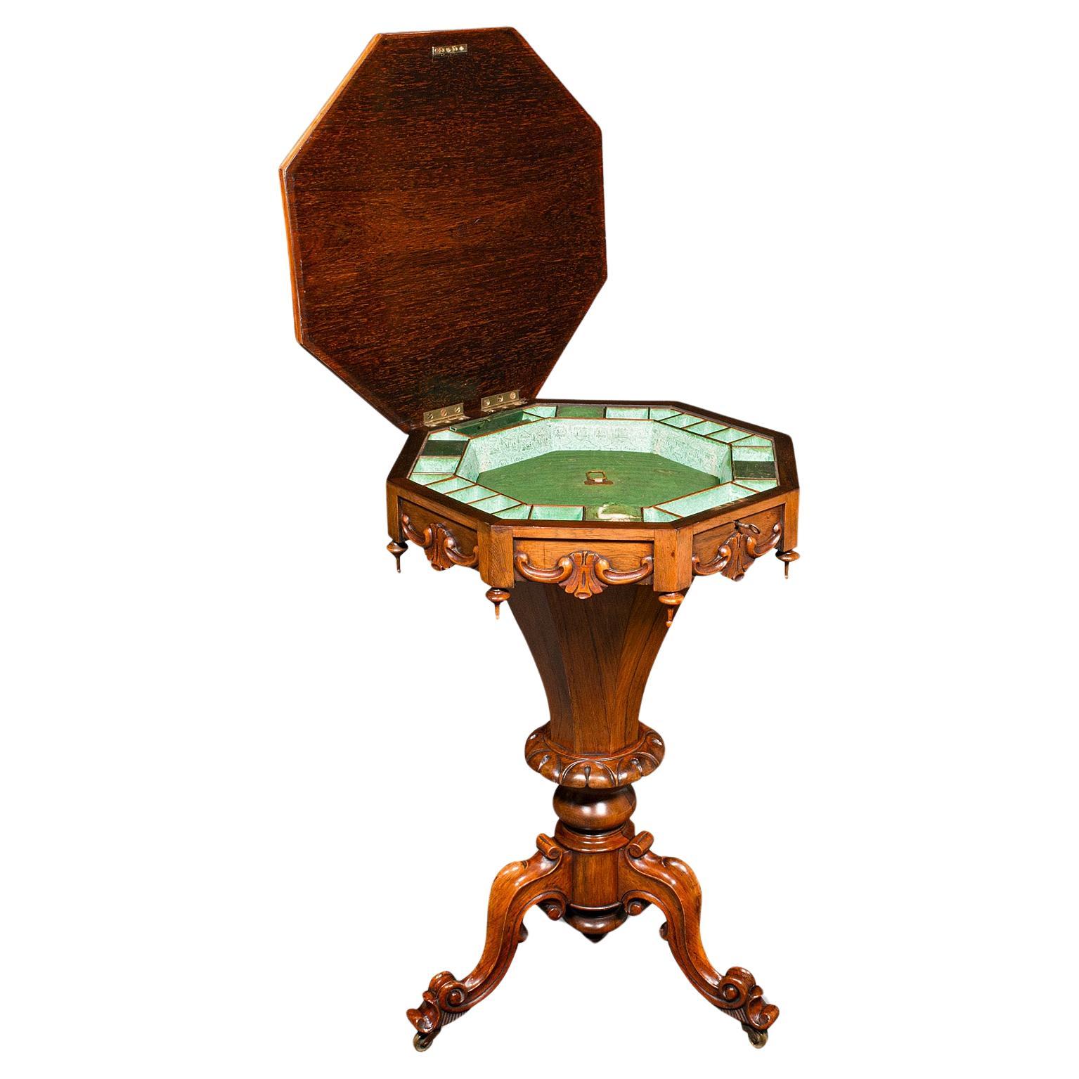 Ancienne table à couture trompette anglaise, table de travail pour femmes, début de l'ère victorienne, 1840