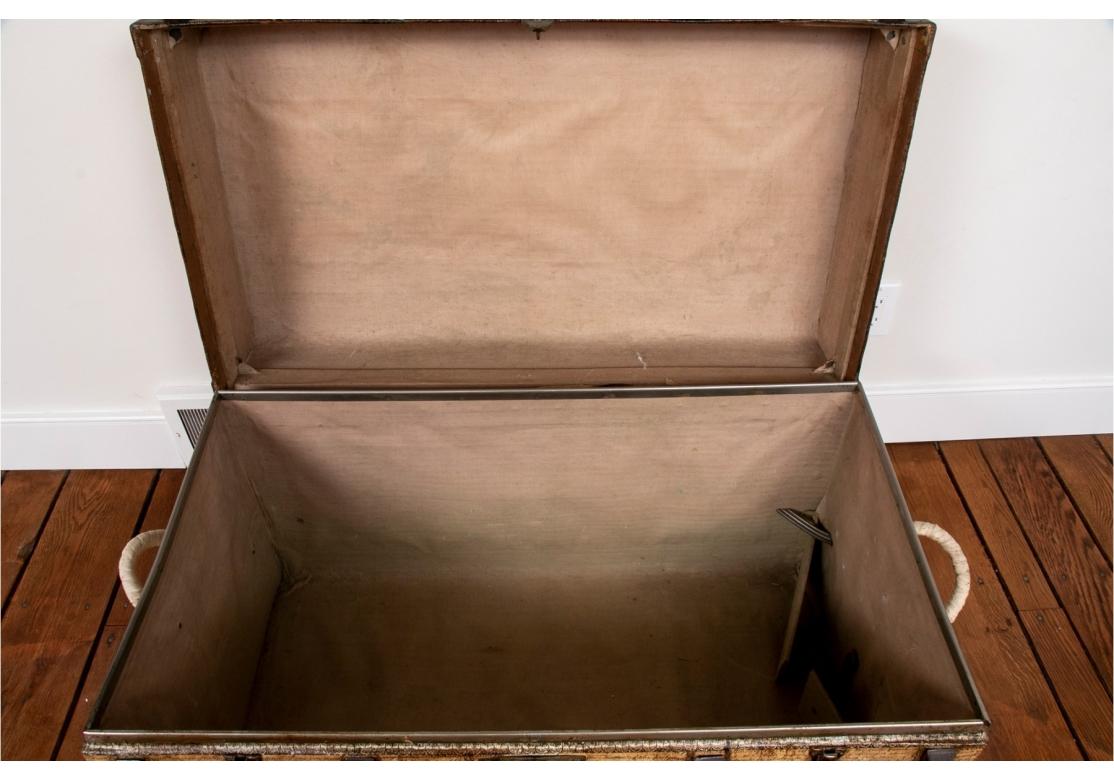 Bohemian Antique Trunk With Contemporary Applied Treatment For Sale