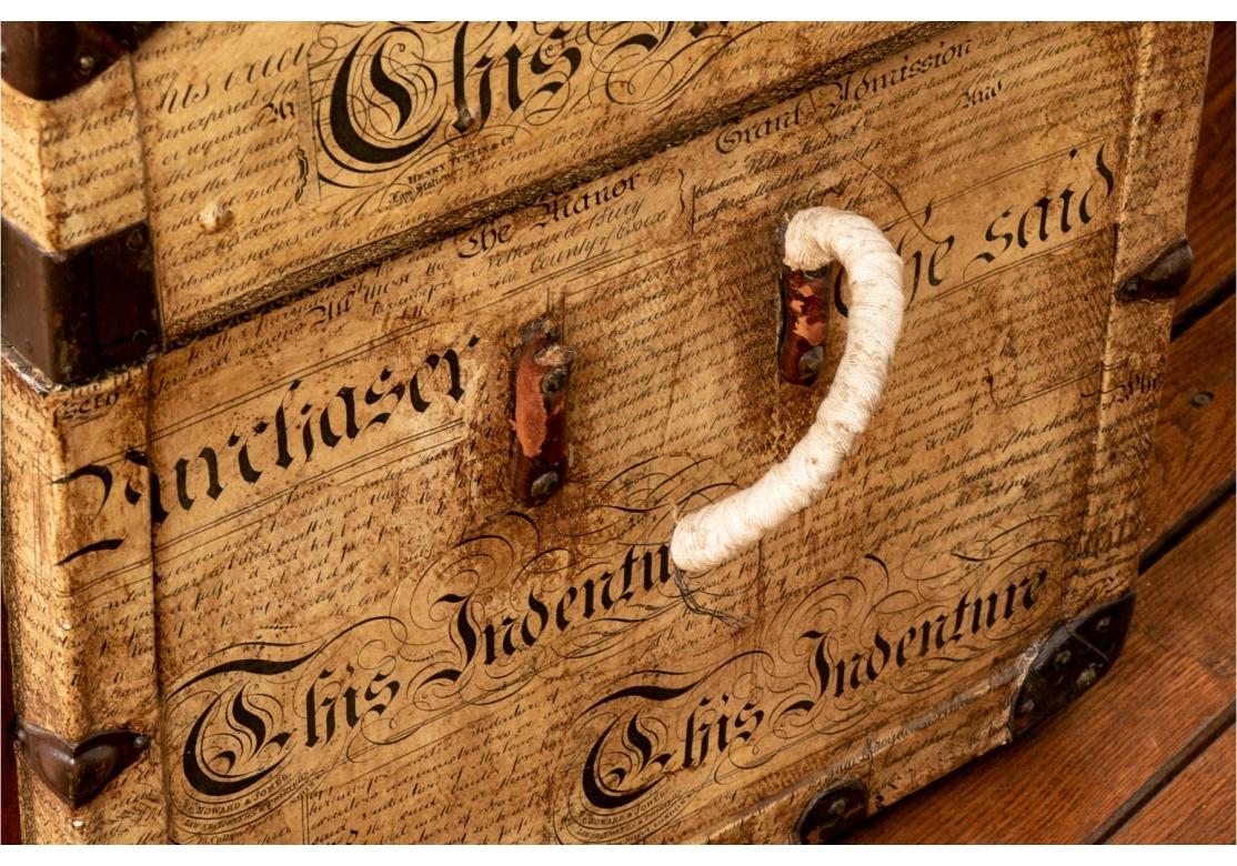 Antique Trunk With Contemporary Applied Treatment In Distressed Condition For Sale In Bridgeport, CT