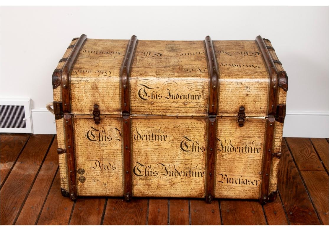 20th Century Antique Trunk With Contemporary Applied Treatment For Sale