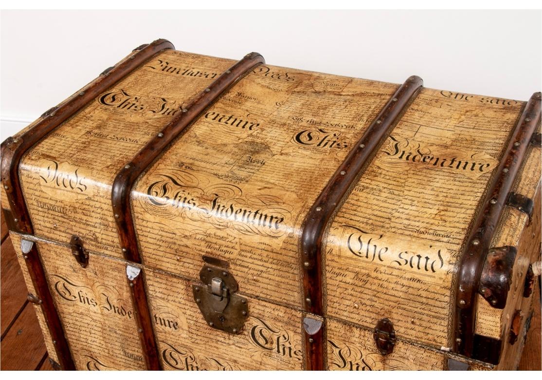 Metal Antique Trunk With Contemporary Applied Treatment For Sale