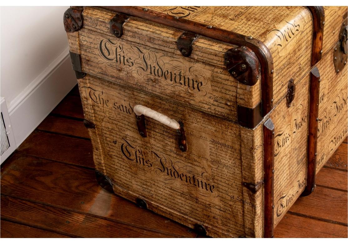 Antique Trunk With Contemporary Applied Treatment For Sale 1