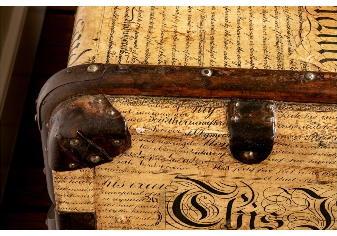Antique Trunk With Contemporary Applied Treatment For Sale 2
