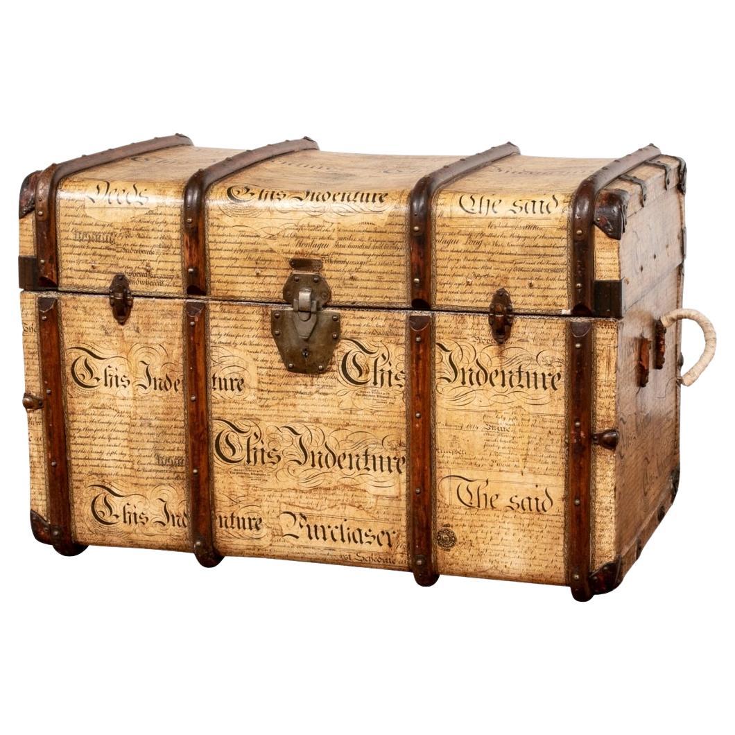 Antique Trunk With Contemporary Applied Treatment For Sale