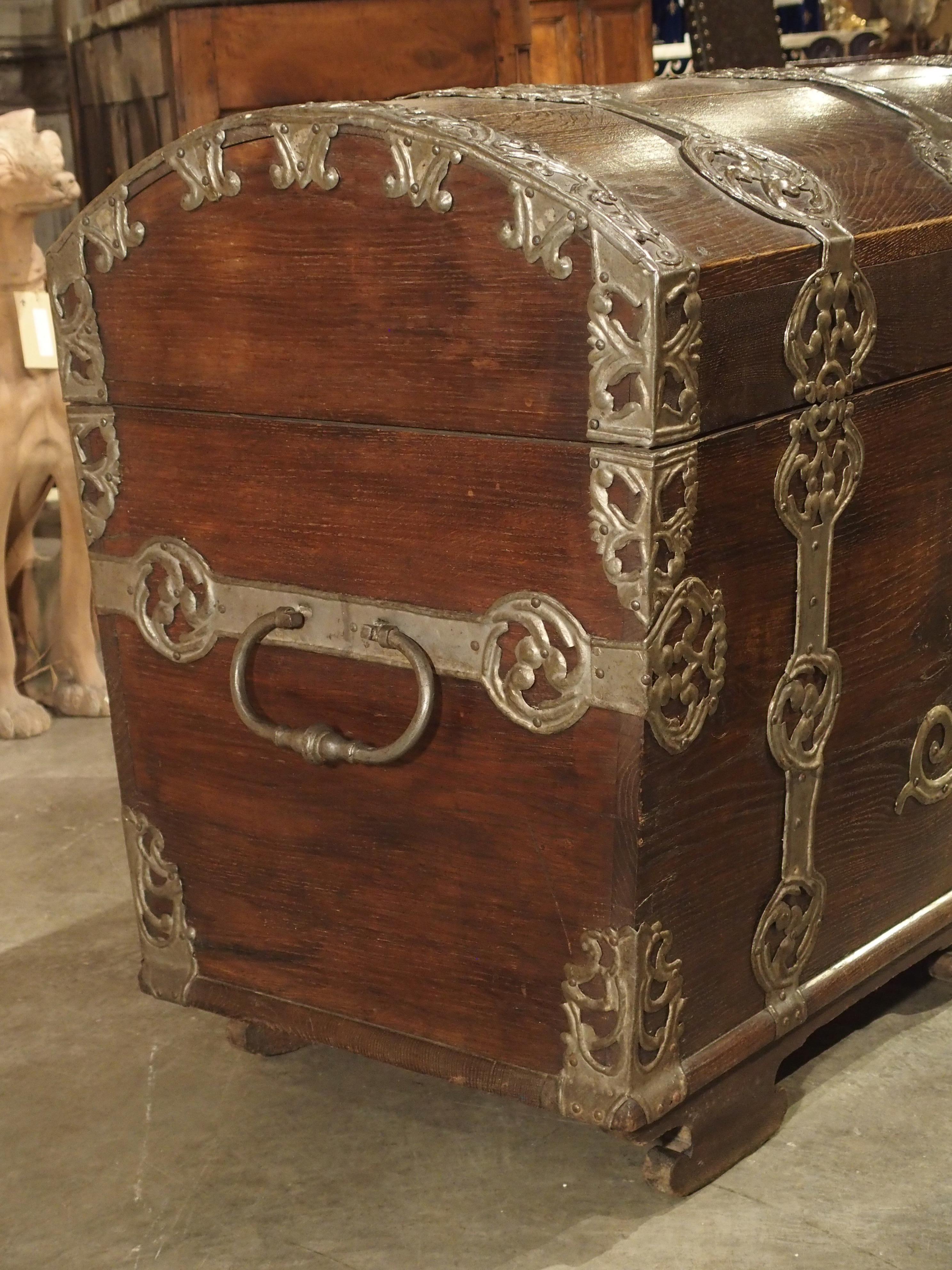 Antique Trunk with Polished Wrought Iron Strappings, Northern Germany circa 1720 5