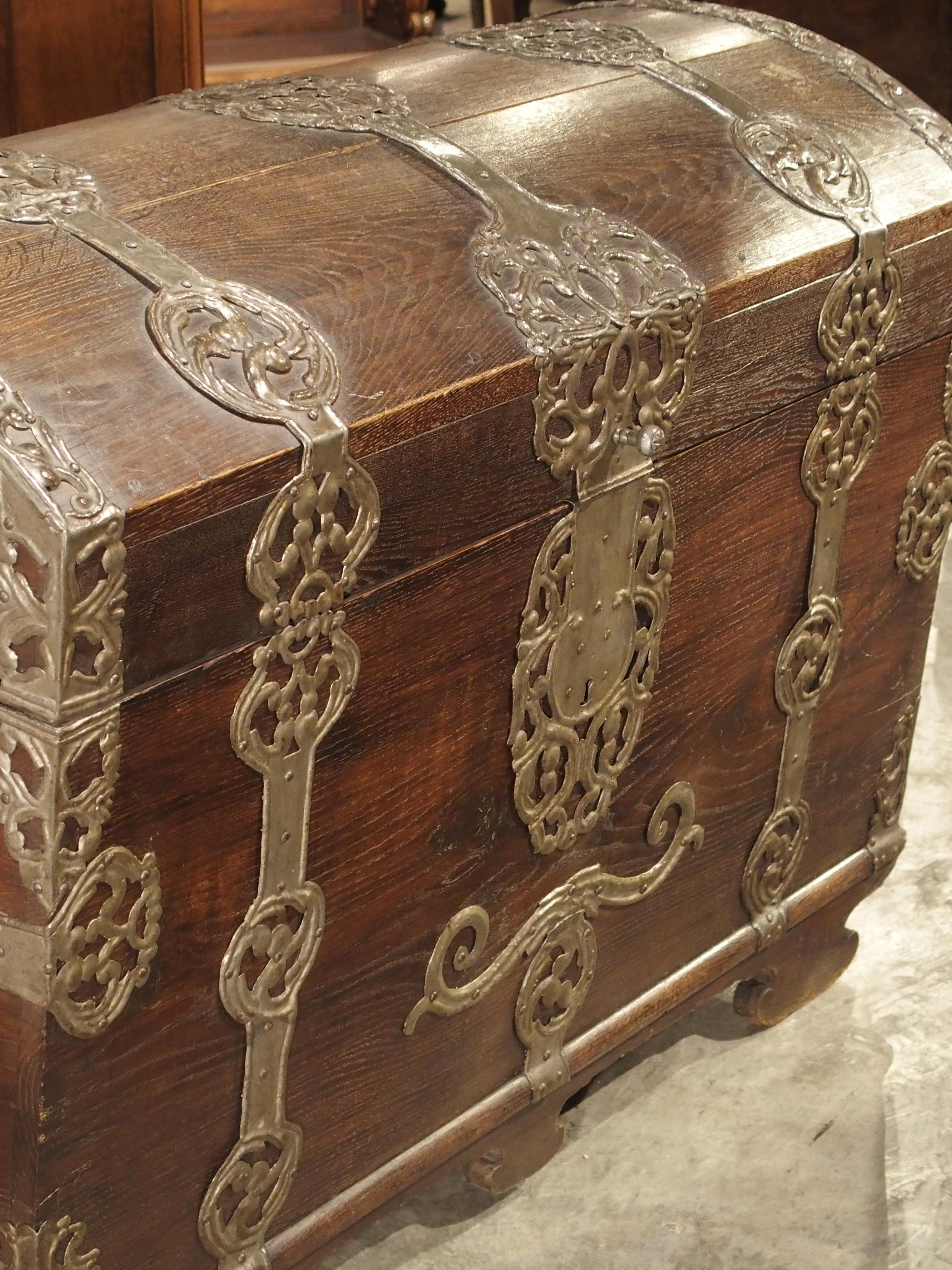 Antique Trunk with Polished Wrought Iron Strappings, Northern Germany circa 1720 6