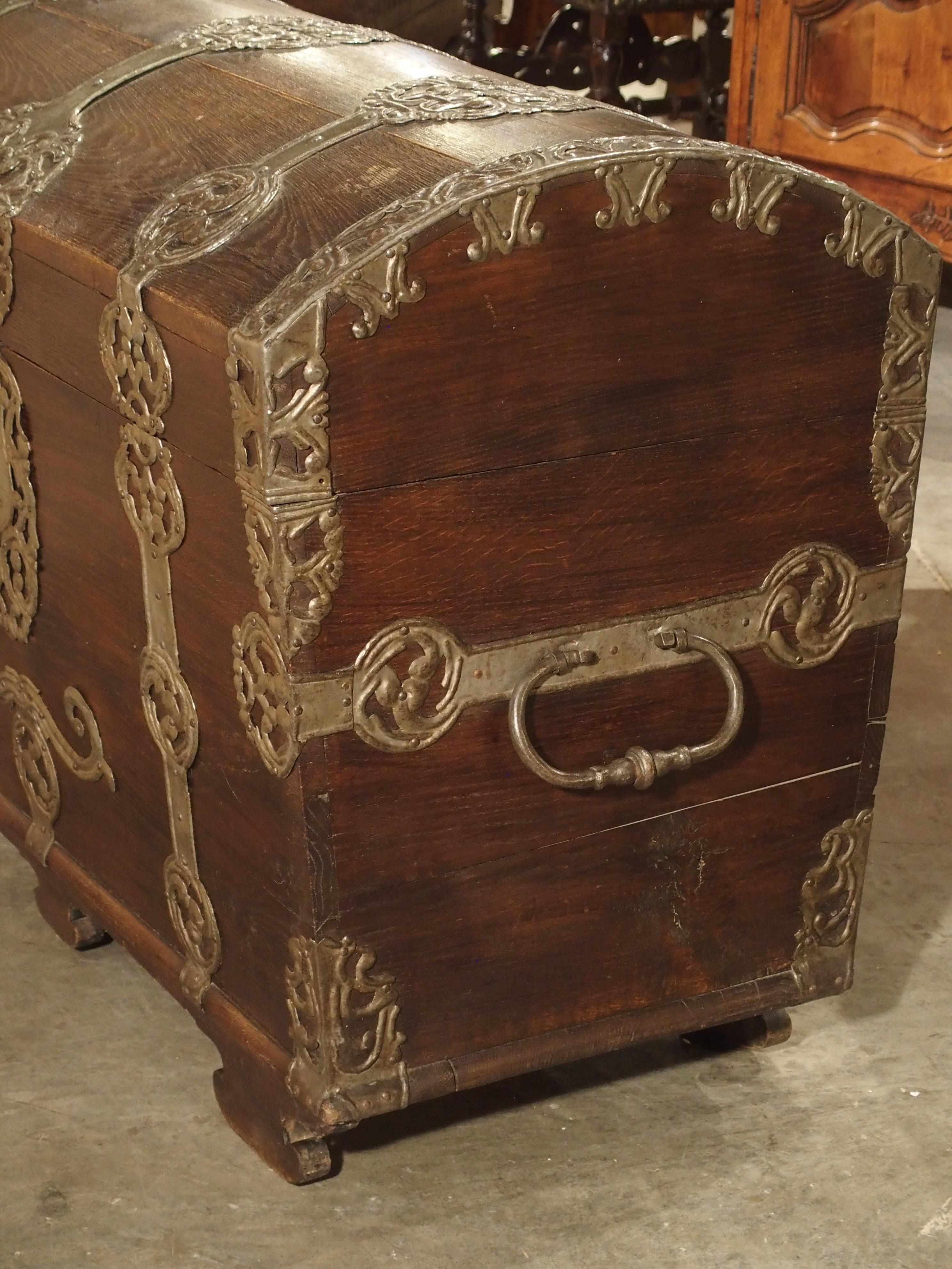 Antique Trunk with Polished Wrought Iron Strappings, Northern Germany circa 1720 9