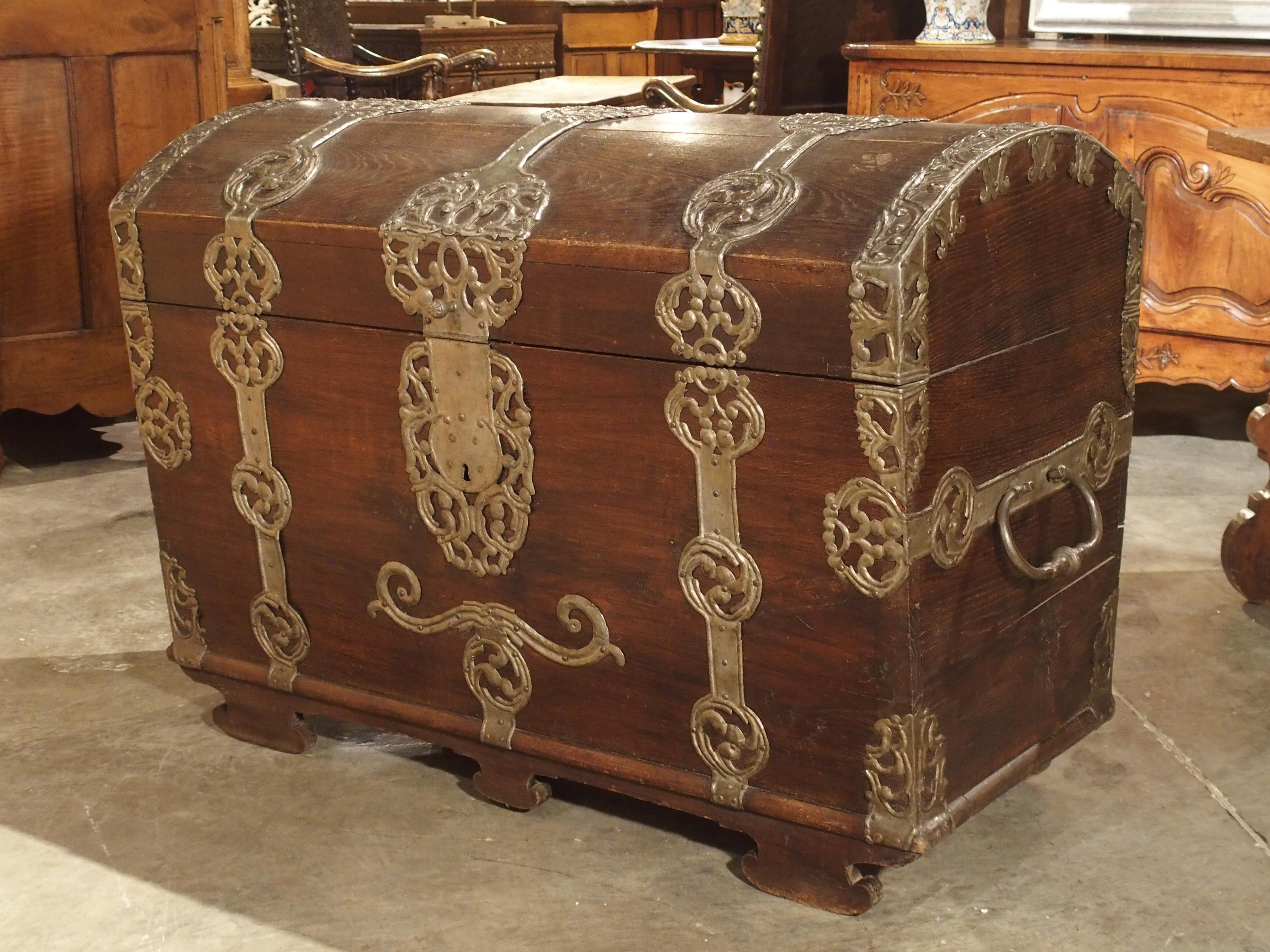 Antique Trunk with Polished Wrought Iron Strappings, Northern Germany circa 1720 12