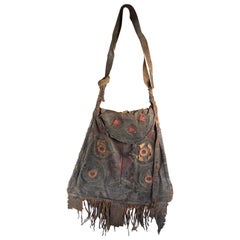 Antique Tuareg Handcrafted Leather "Camel Eye" Shoulder Bag Old African Desert