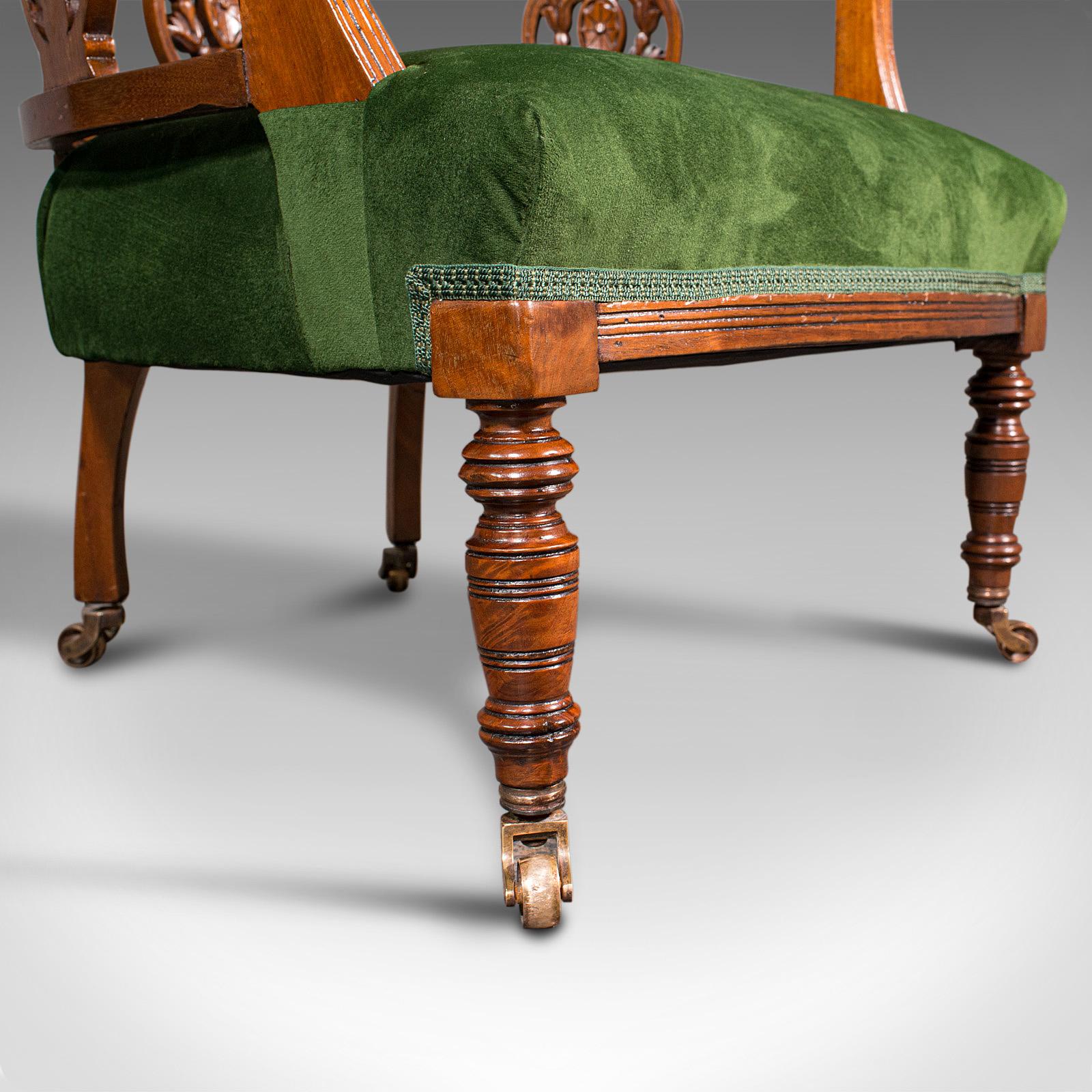 Antique Tub Chair, English, Velvet, Mahogany, Elbow, Seat, Edwardian, Circa 1910 5