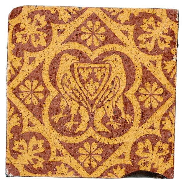 Antique Tudor Revival Decorative Encaustic Tile by W. Godwin