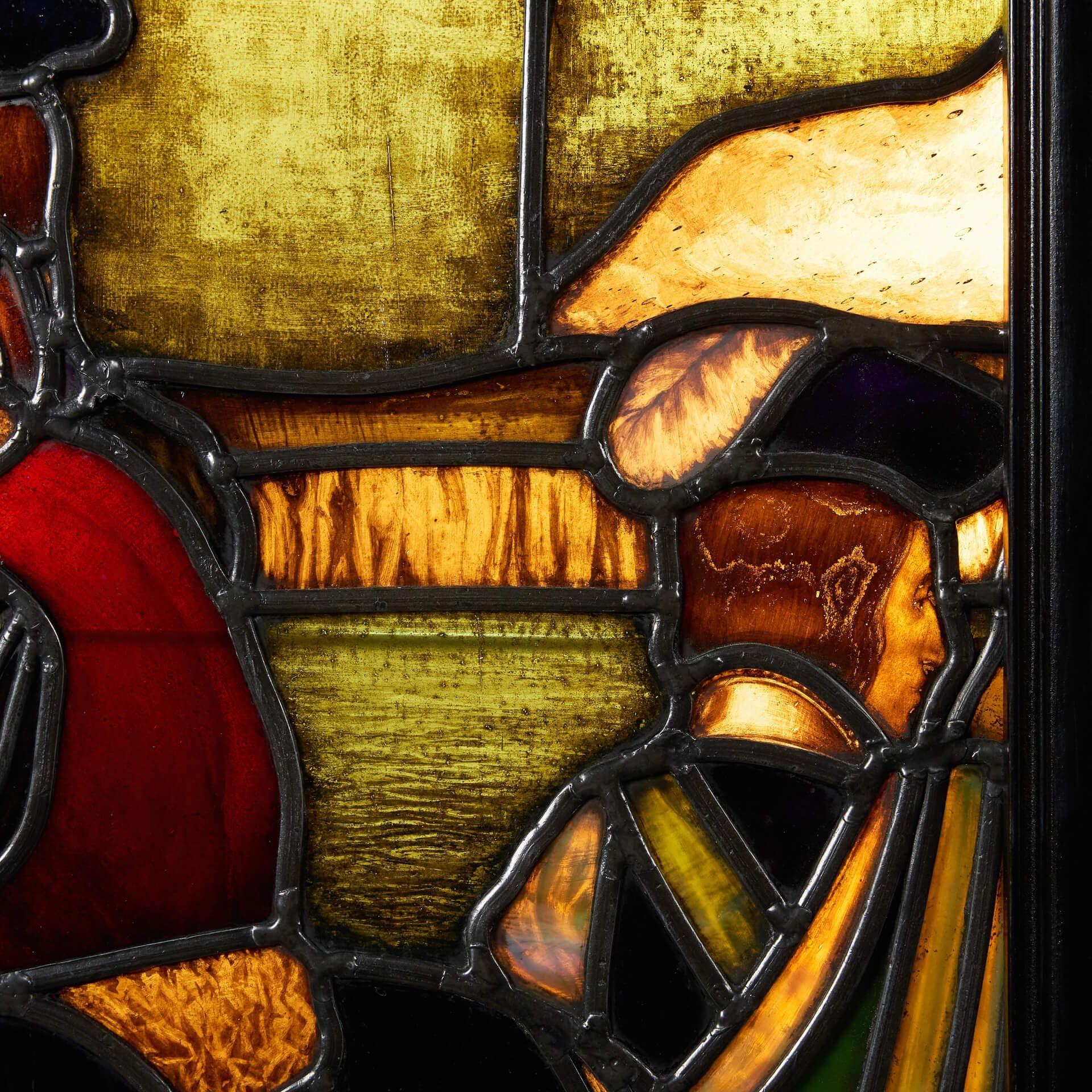 Antique Tudor Stained Glass Panel by Williams, Gamon & Co. In Fair Condition For Sale In Wormelow, Herefordshire