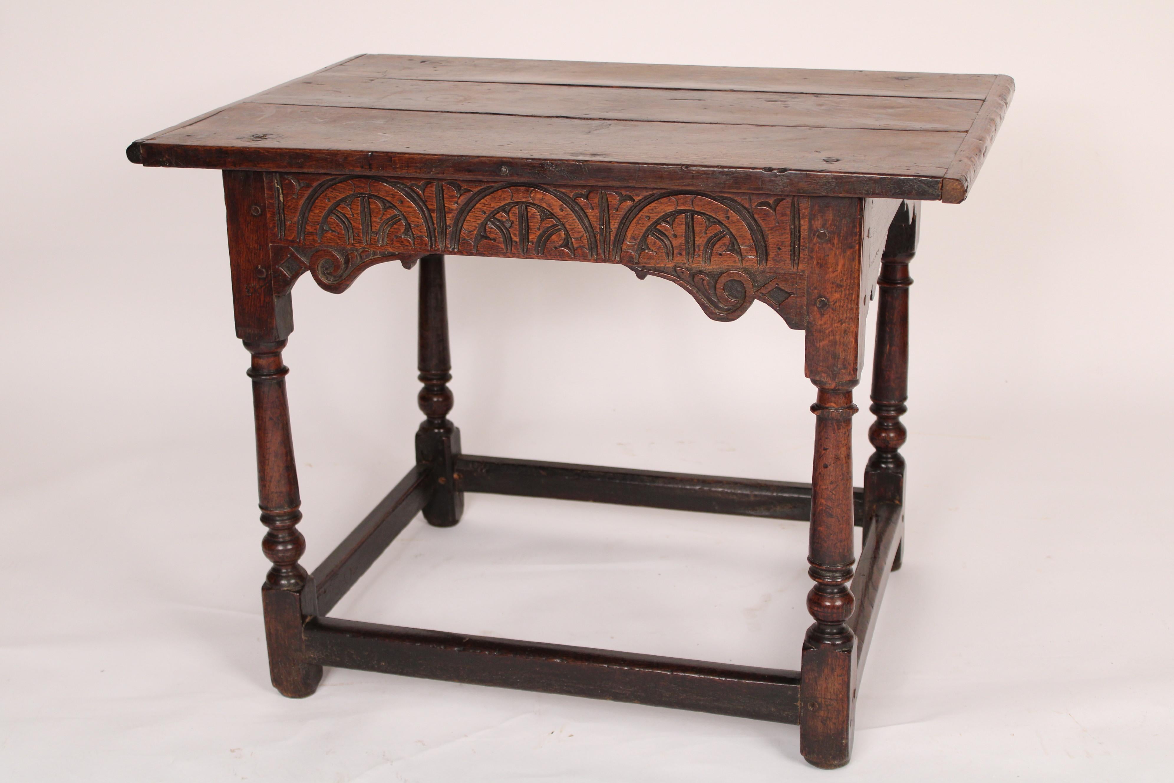 English Antique Tudor Style Oak Side Table