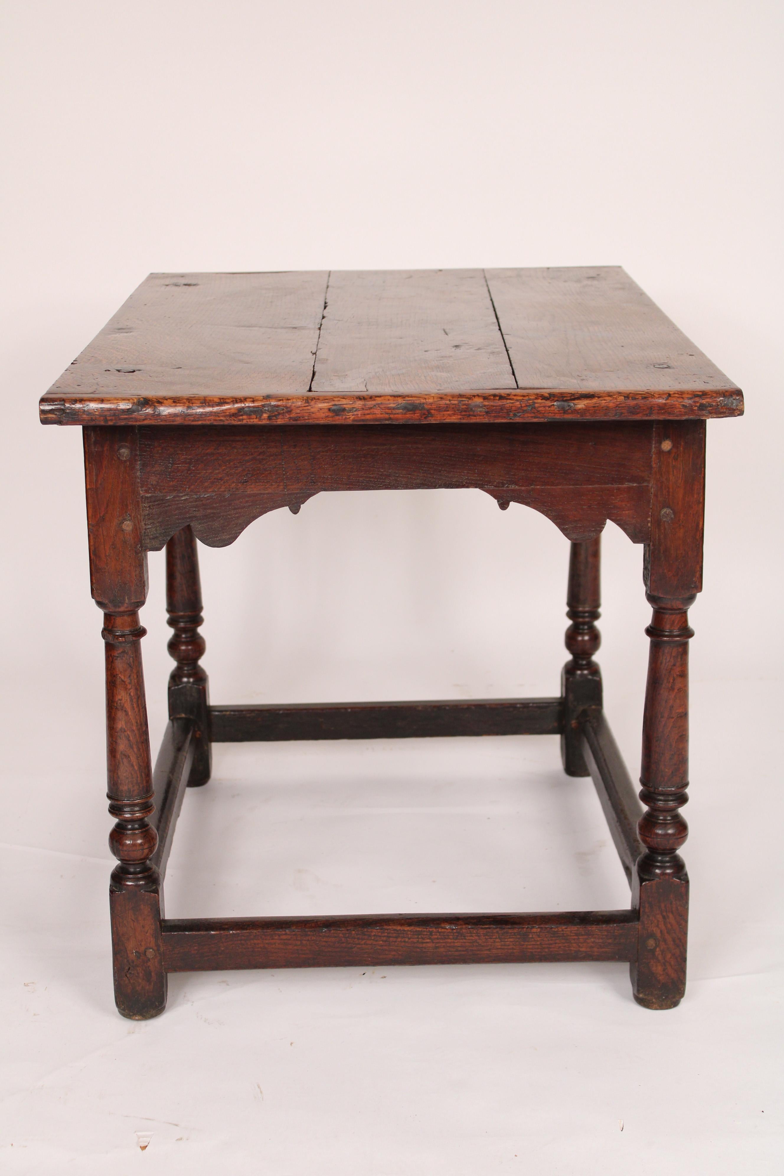 Antique Tudor Style Oak Side Table In Good Condition In Laguna Beach, CA