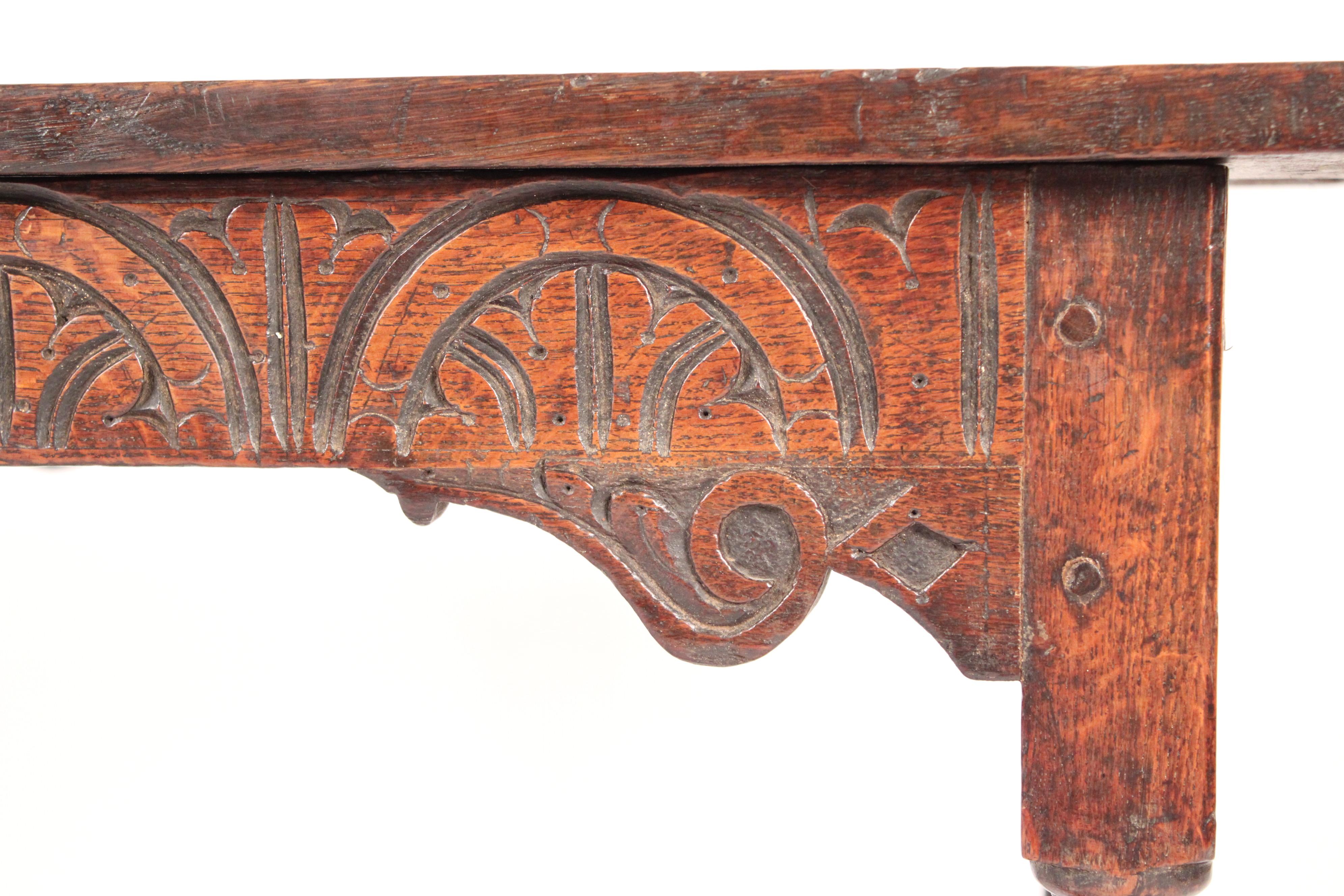 Antique Tudor Style Oak Side Table 3