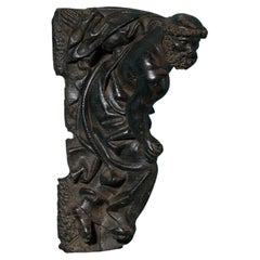 Antique Tudor Style Oak Wall Carving of a Recumbent Figure