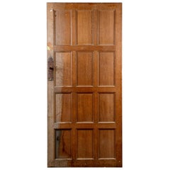 Antique Tudor Style Panelled Oak Door, 20th Century