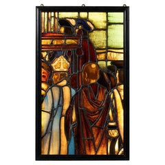 Antique Tudor Style Stained Glass Light Box