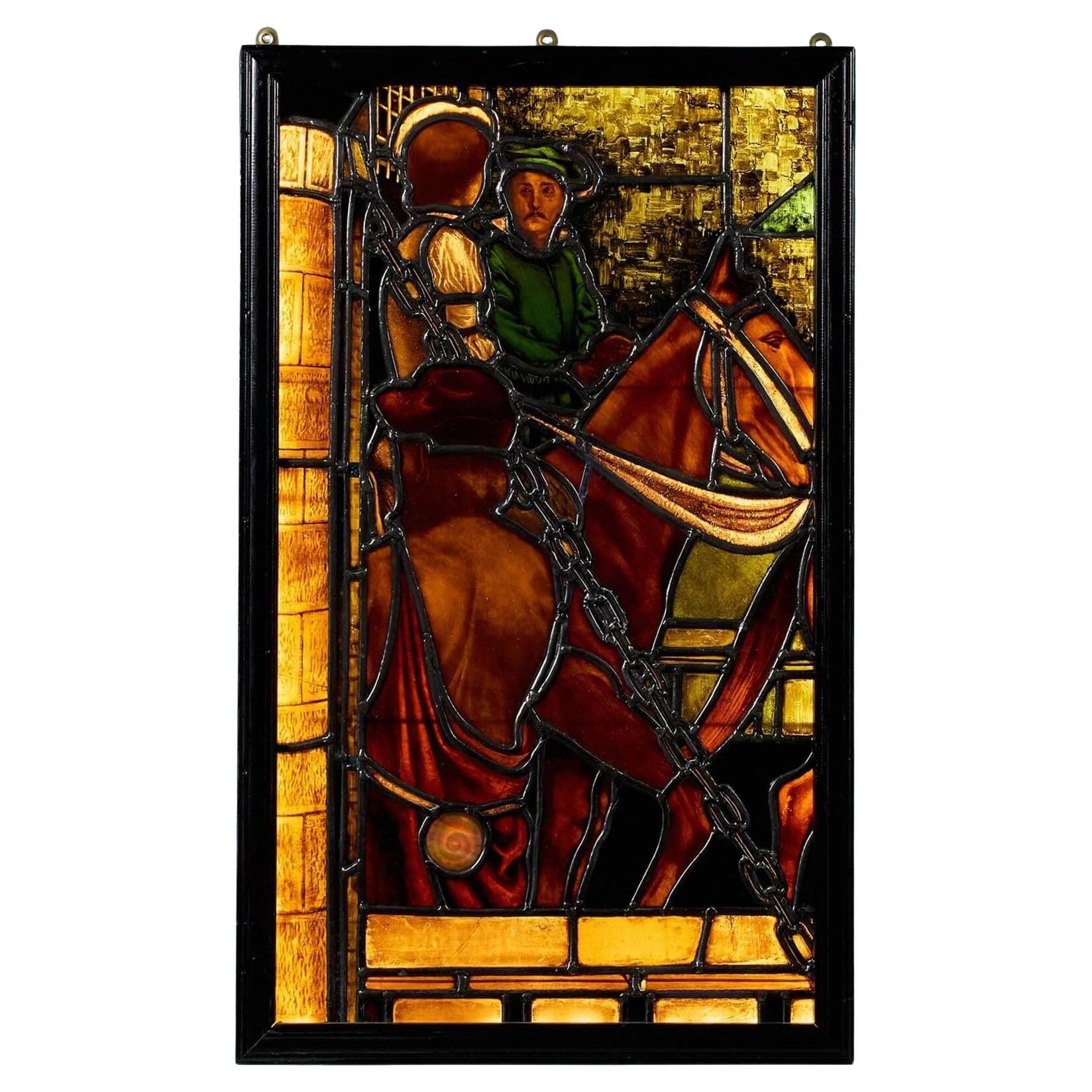 Antique Tudor Style Stained Glass Panel by Williams, Gamon & Co.