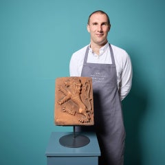 Antique Tudor Style Terracotta Rampant Lion Brick on Stand