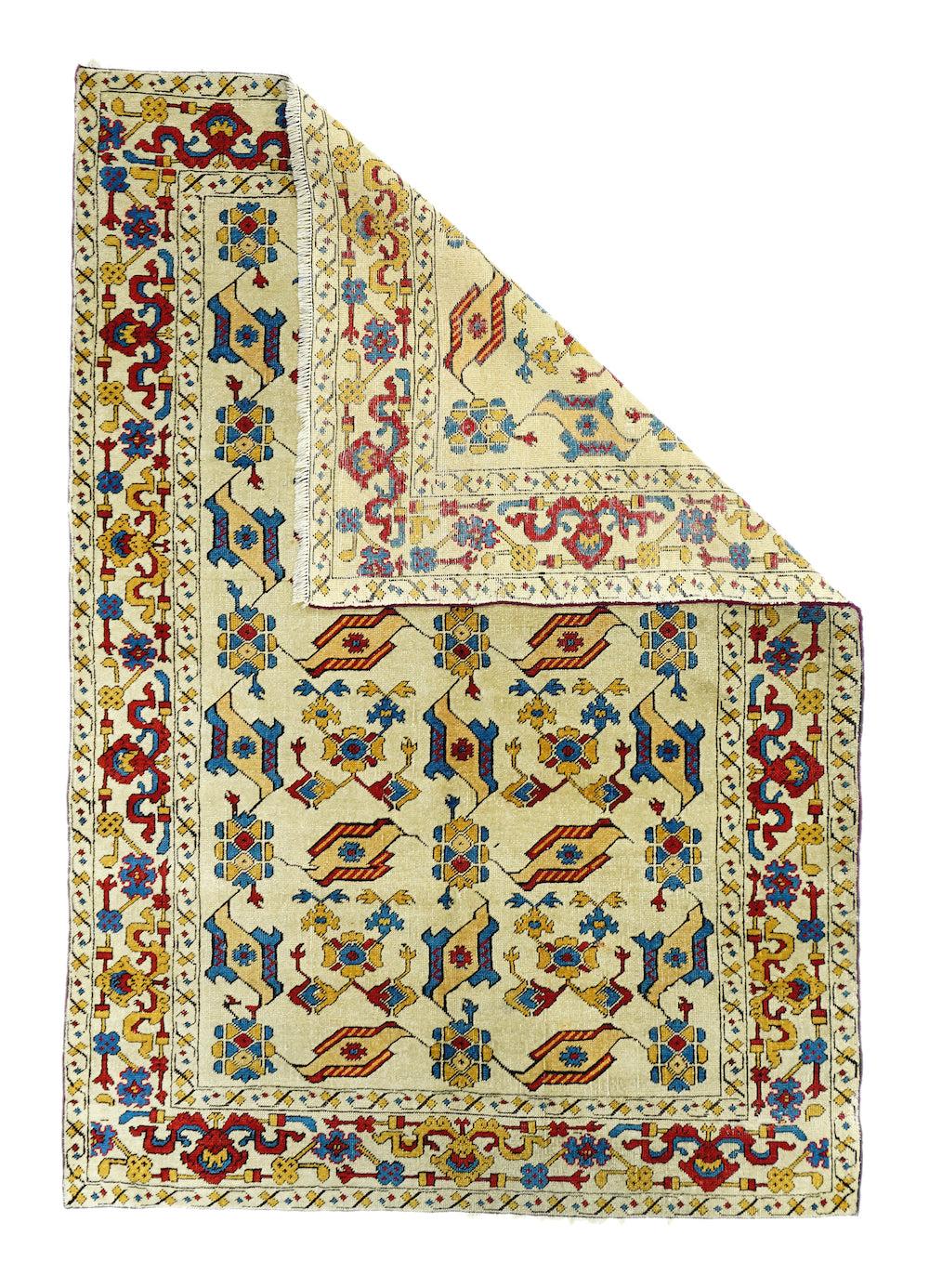 Antique Tuduk Rug 4'1'' x 6'2''. Tuduc was a weaver/forger operating primarily in the interwar period, creating close copies of classical Ottoman Turkish rugs. Here we have a 