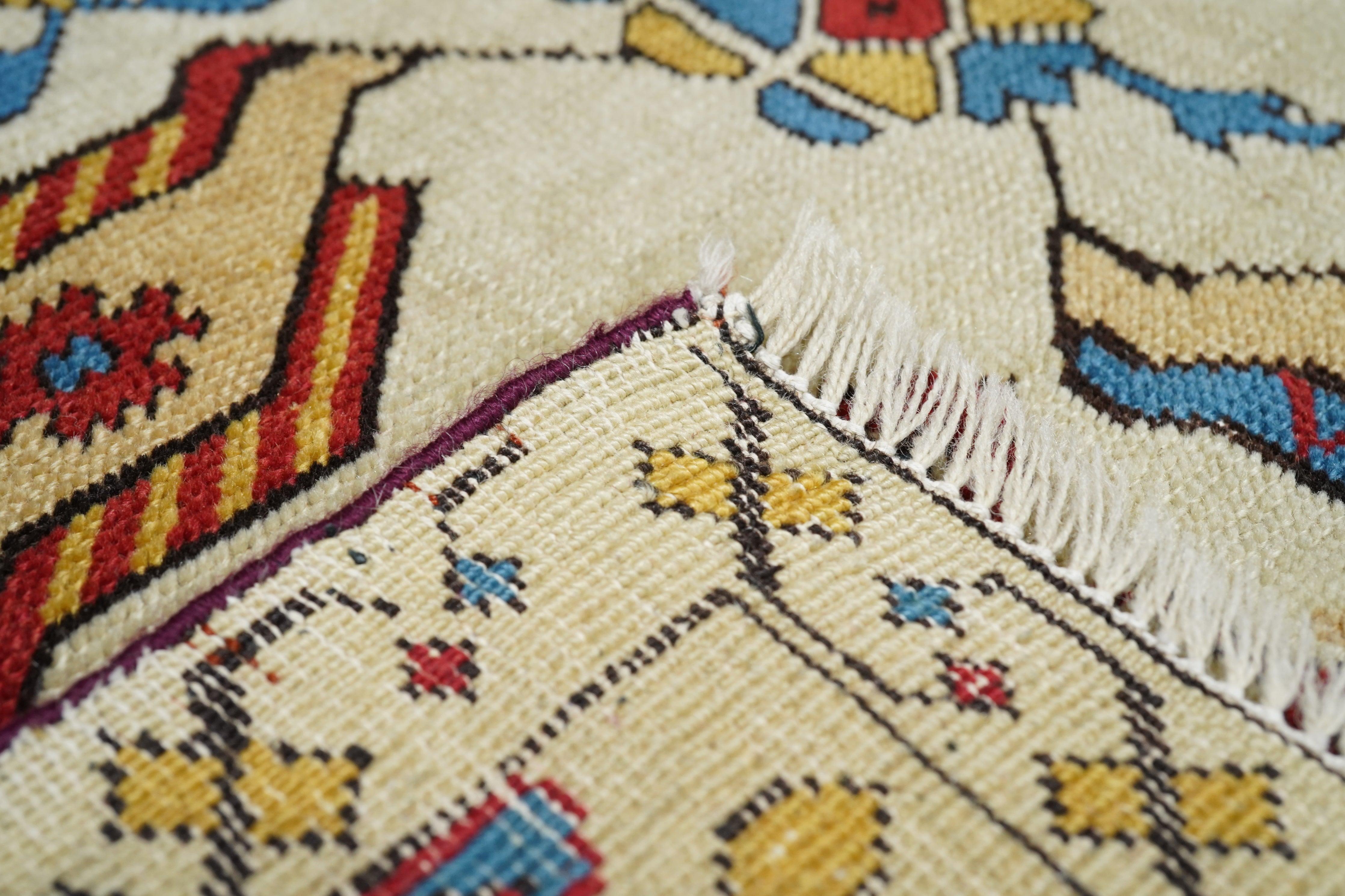 20th Century Antique Tuduk Rug 4'1'' x 6'2'' For Sale