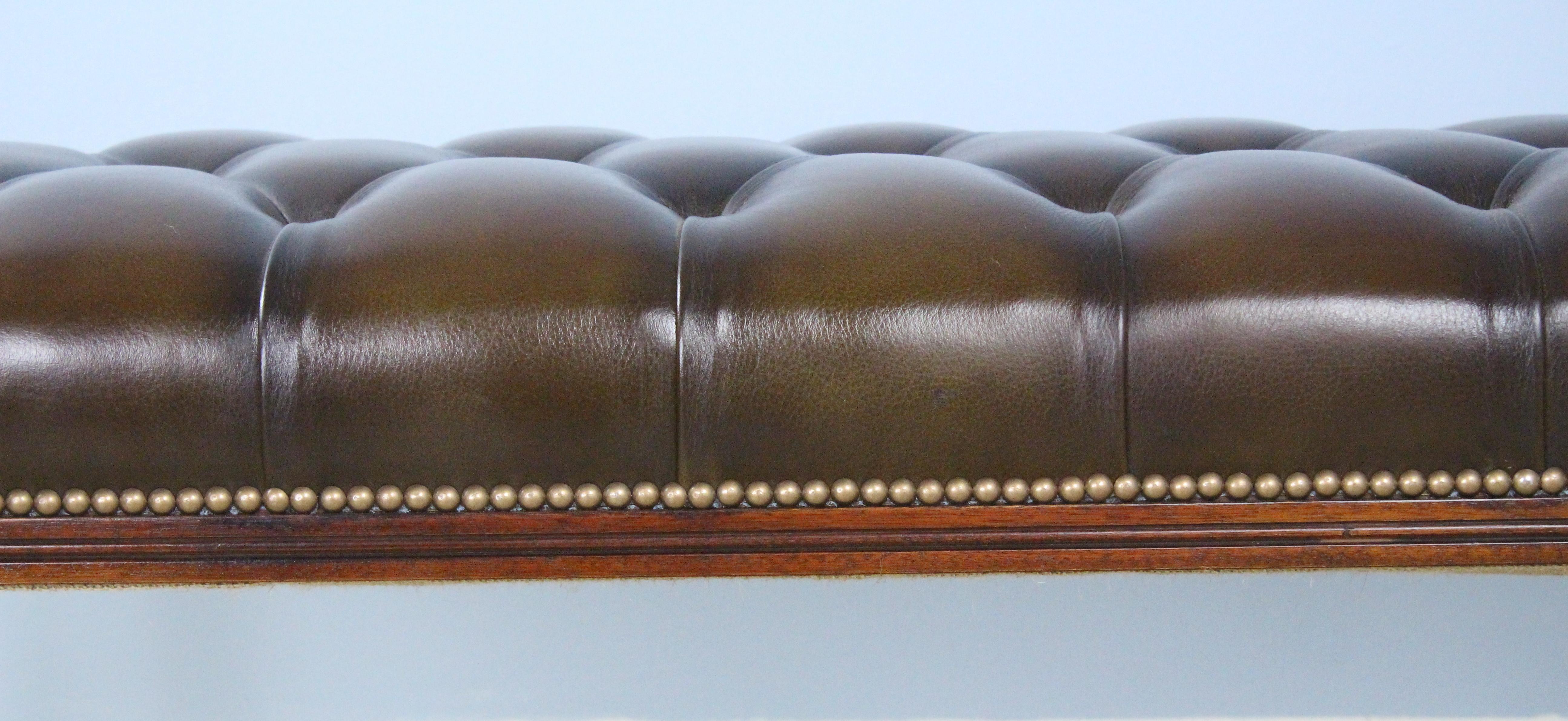 Antique Tufted Leather Stool For Sale 1