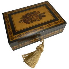 Antique Tunbridge Ware Jewelry Box by T. Barton, Late Nye, circa 1850