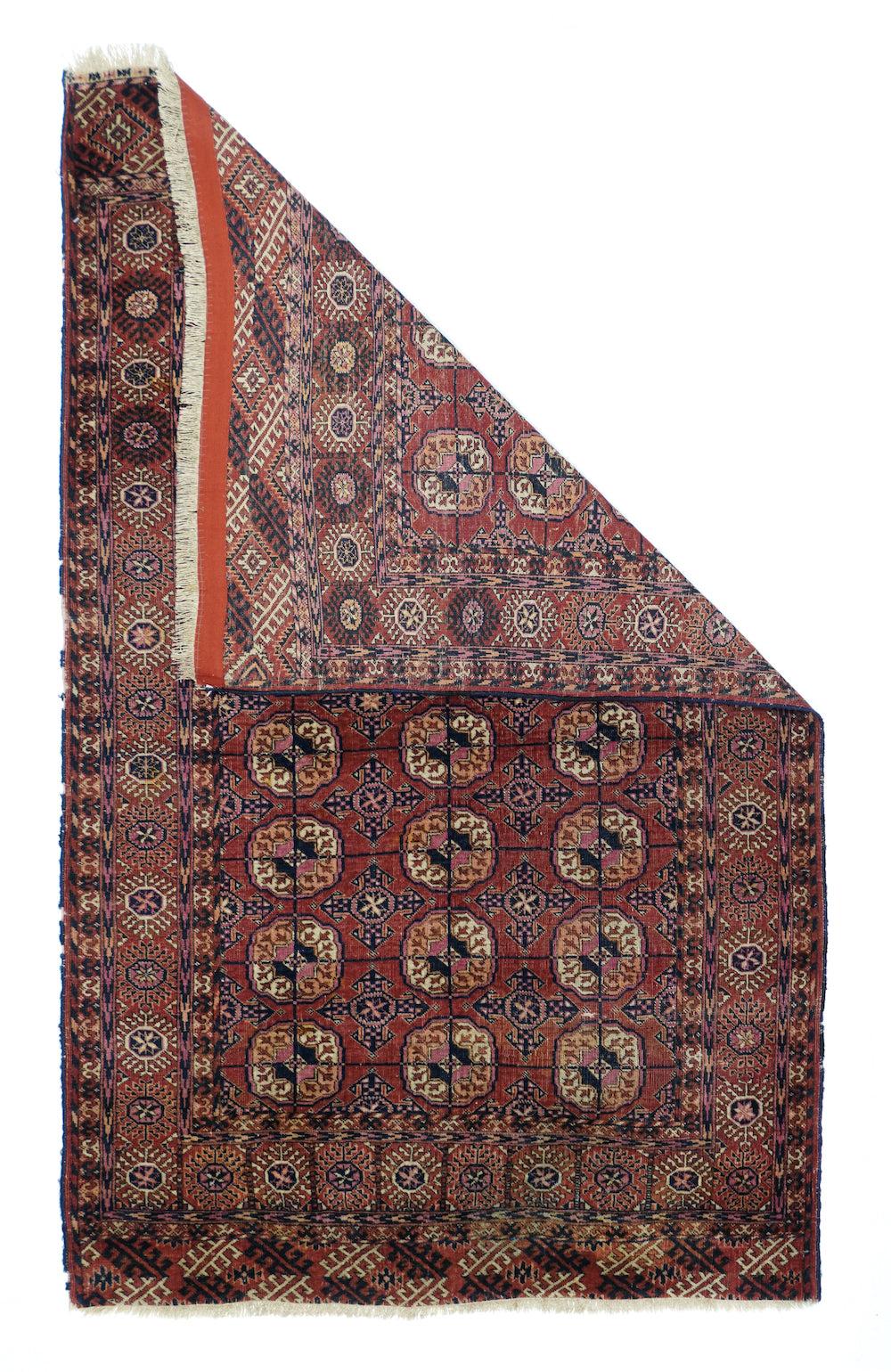 Antique Turkaman rug measures 3'8'' x 5'10''.