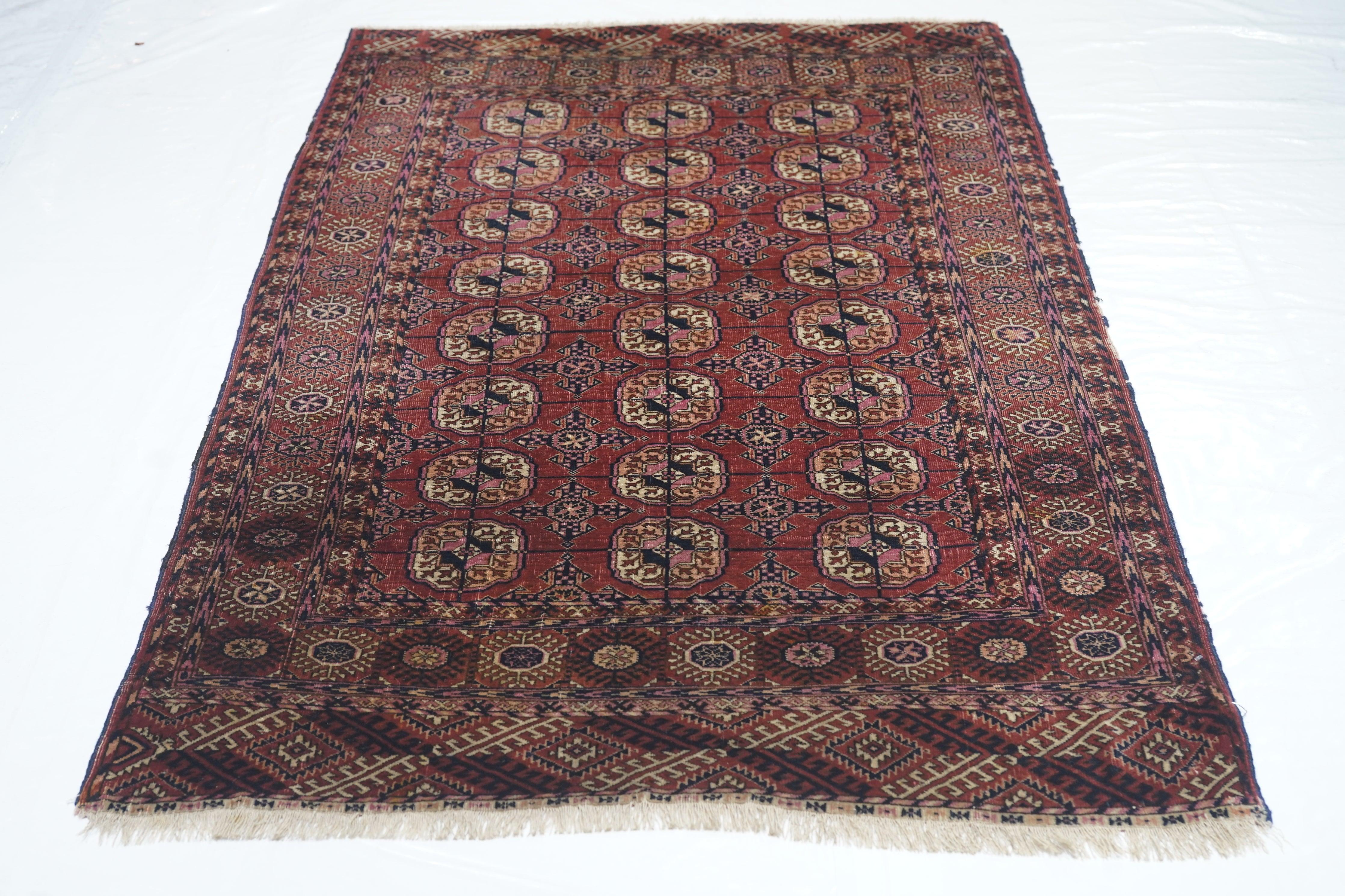 Antique Turkmen Rug 3'8'' x 5'10'' For Sale 3