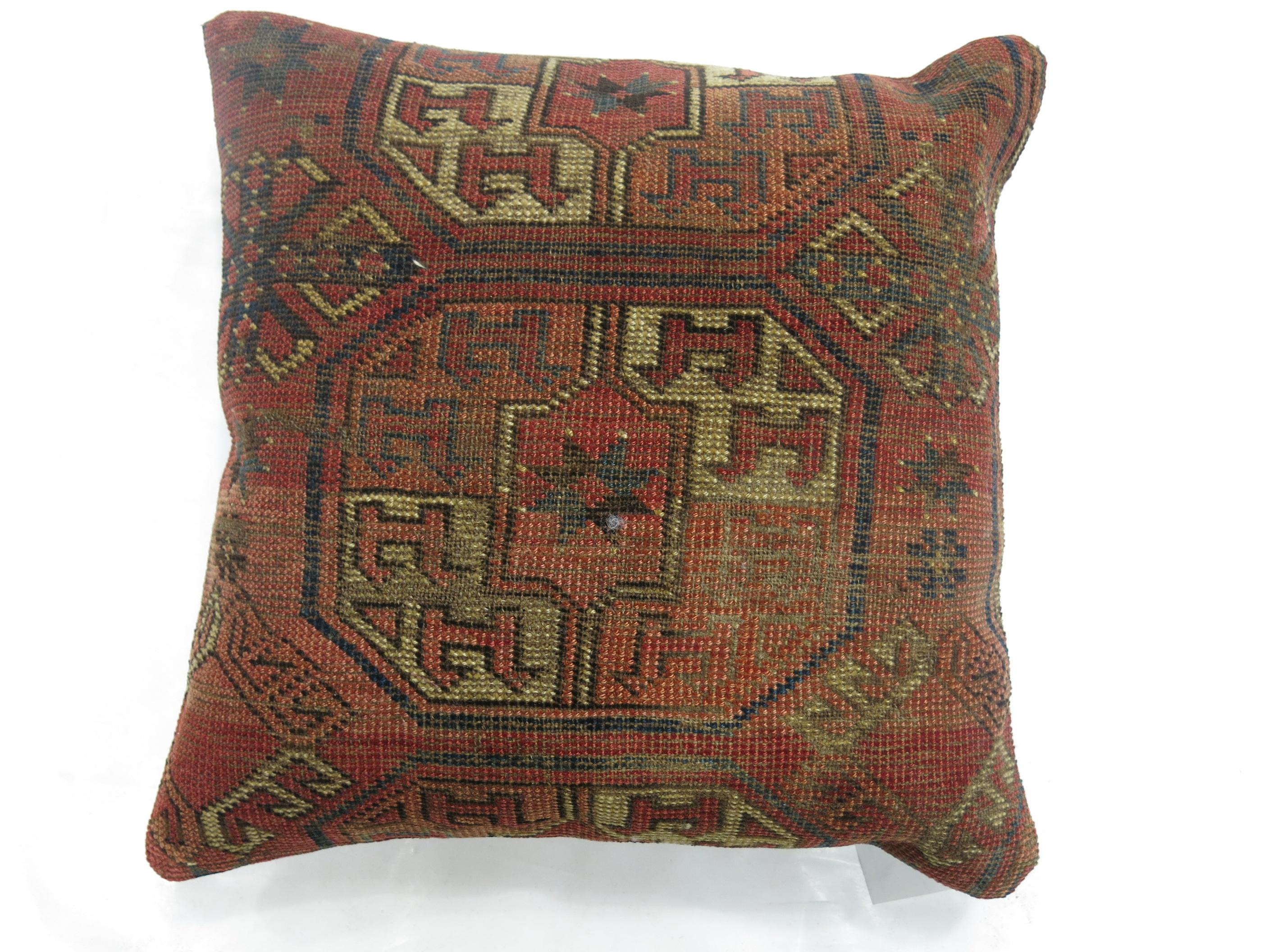 Tribal Antique Turkeman Rug Pillow For Sale