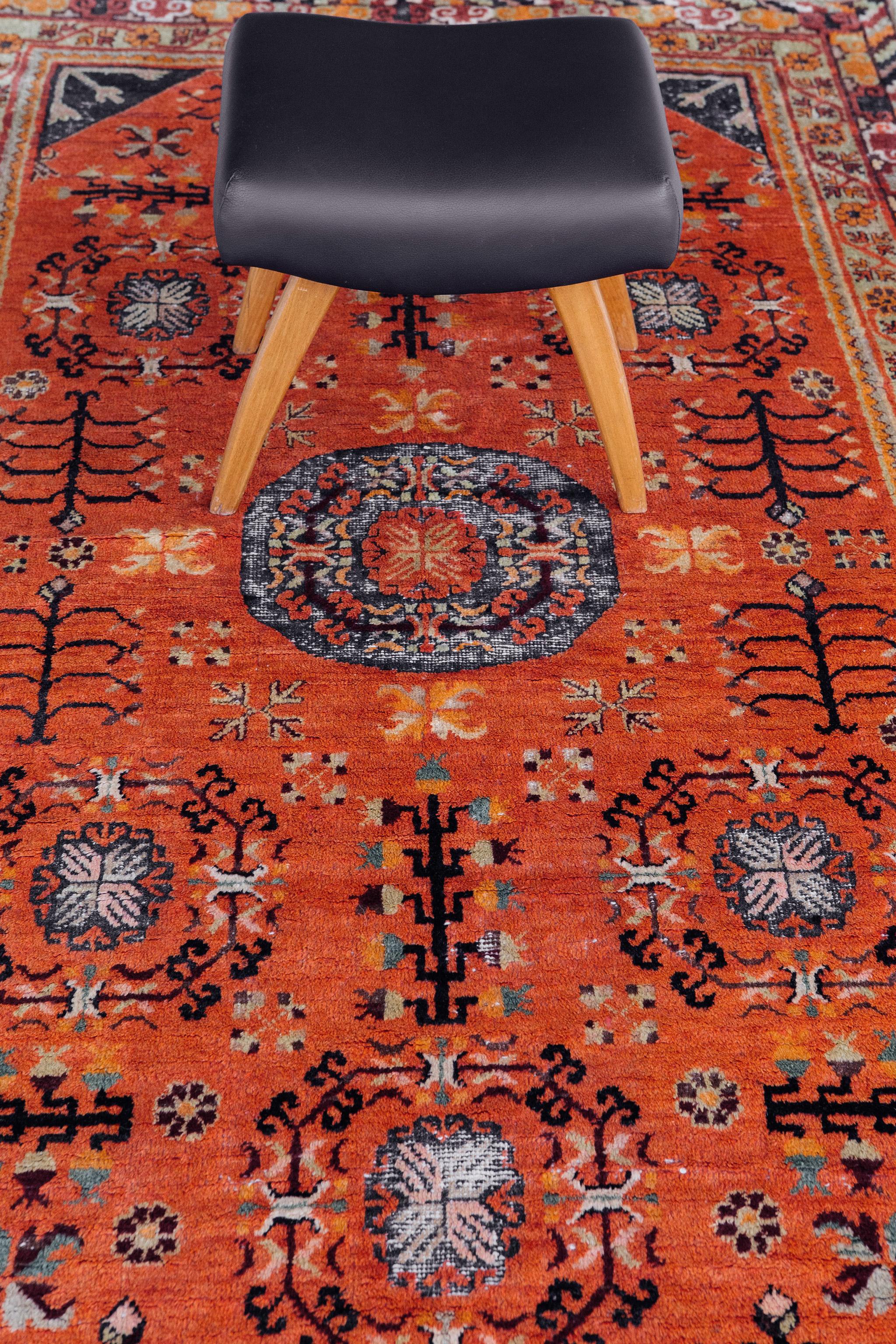 Early 20th Century Antique Turkestan Khotan Rug For Sale
