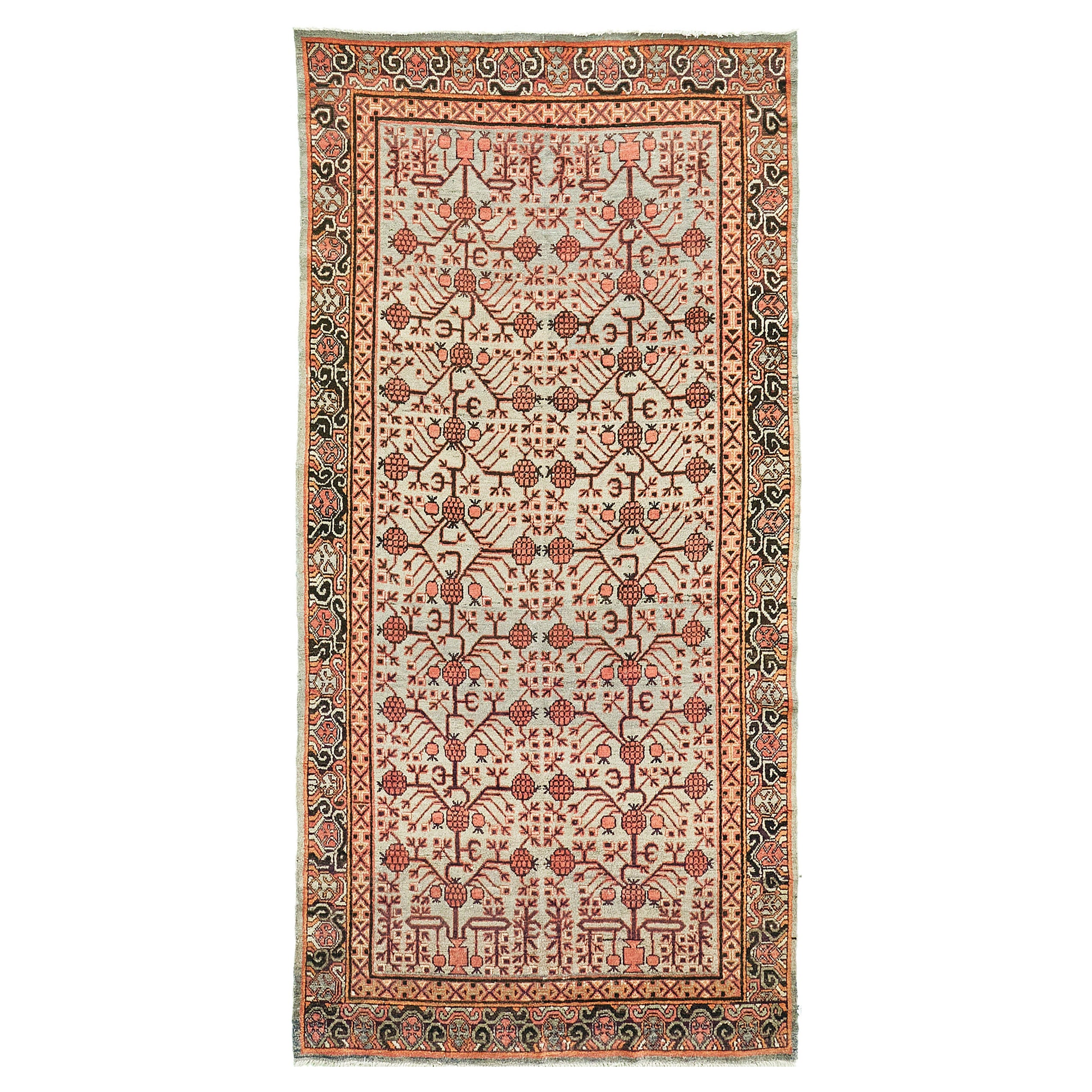 Alfombra antigua Khotan de Turkestán