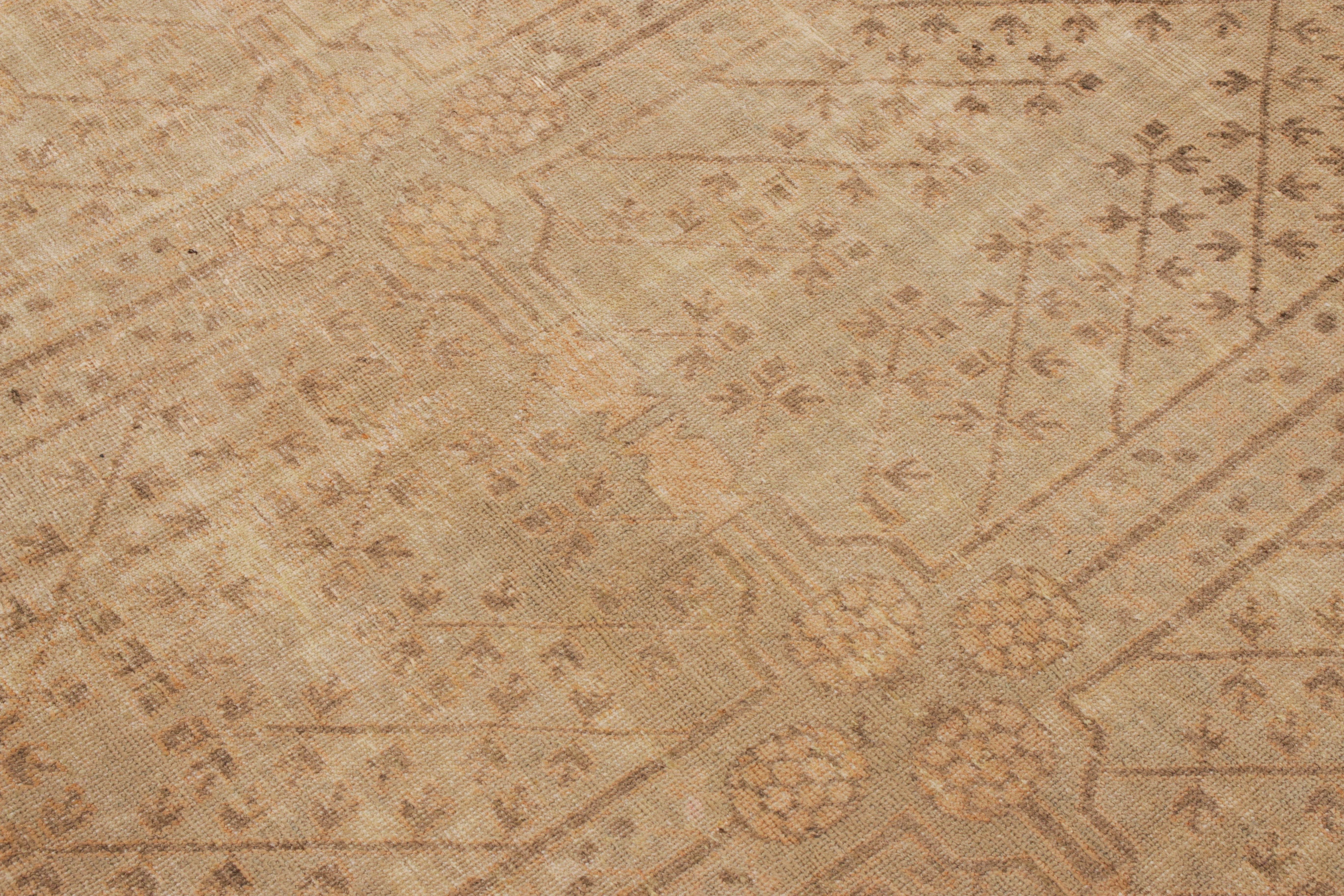Hand-Knotted Antique Khotan Runner in an All over Brown Geometric Pattern by Rug & Kilim For Sale
