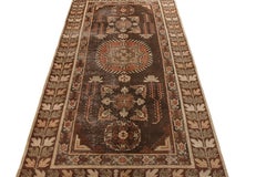 Antique Khotan runner in Rust, Beige, Brown Geometric pattern by Rug & Kilim