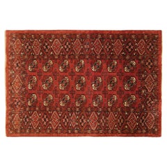 Antique Turkestan Turkman Rug, in Small Size, with Repeating Design