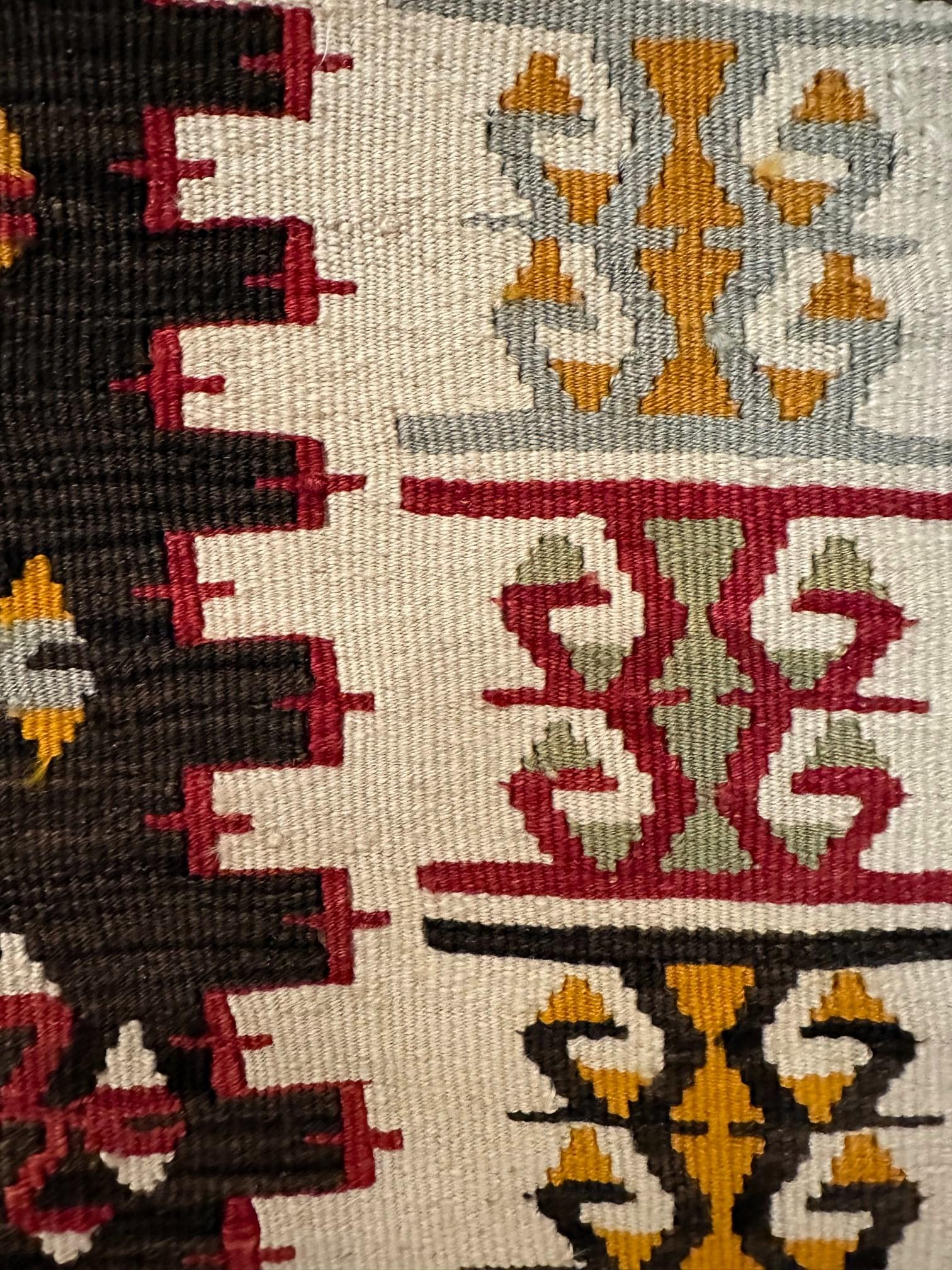 Antique Turkish Anatolian Kilim of Matrimony Mounted on Display For Sale 7