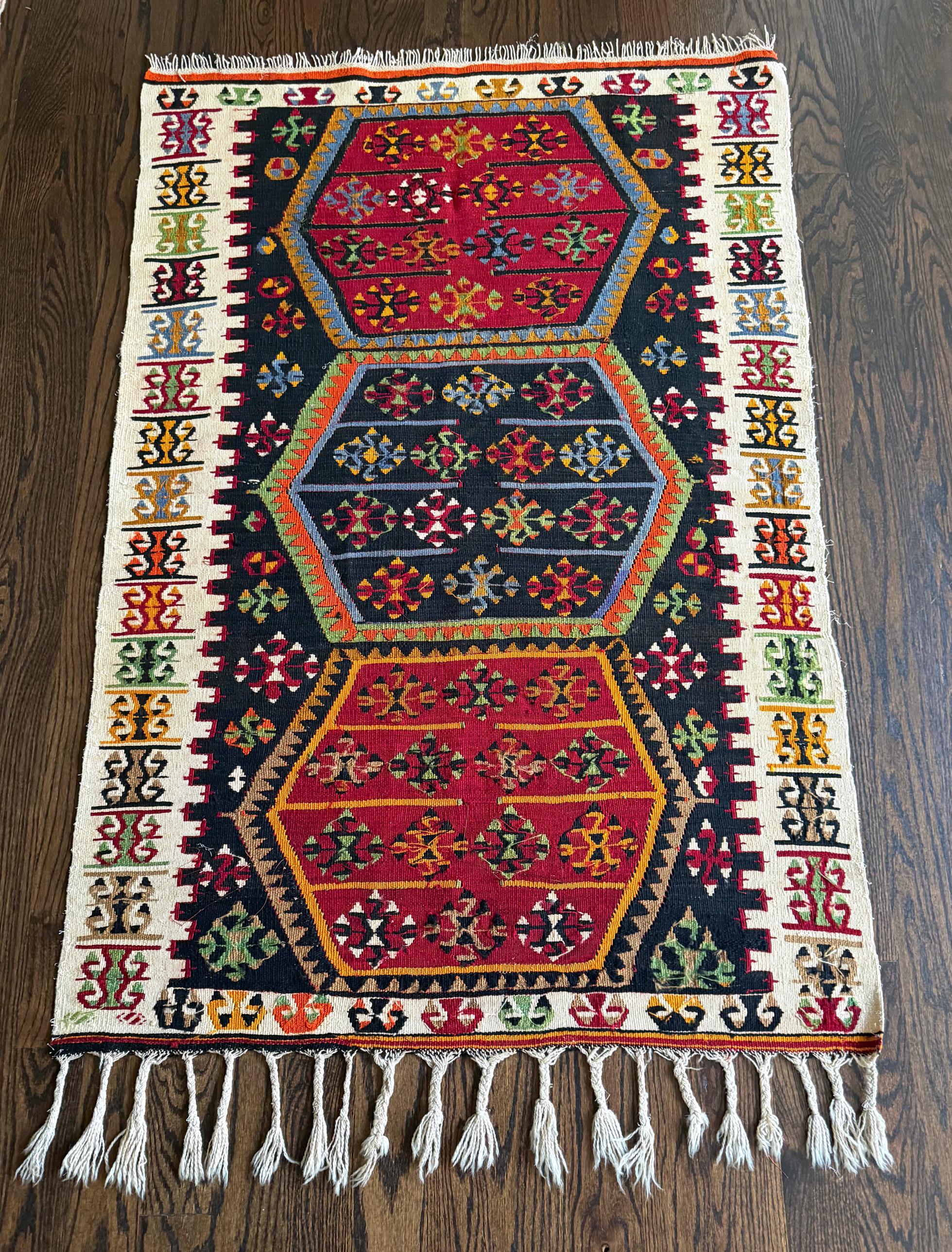 Antique Turkish Anatolian Kilim Rug of Matrimony For Sale 10