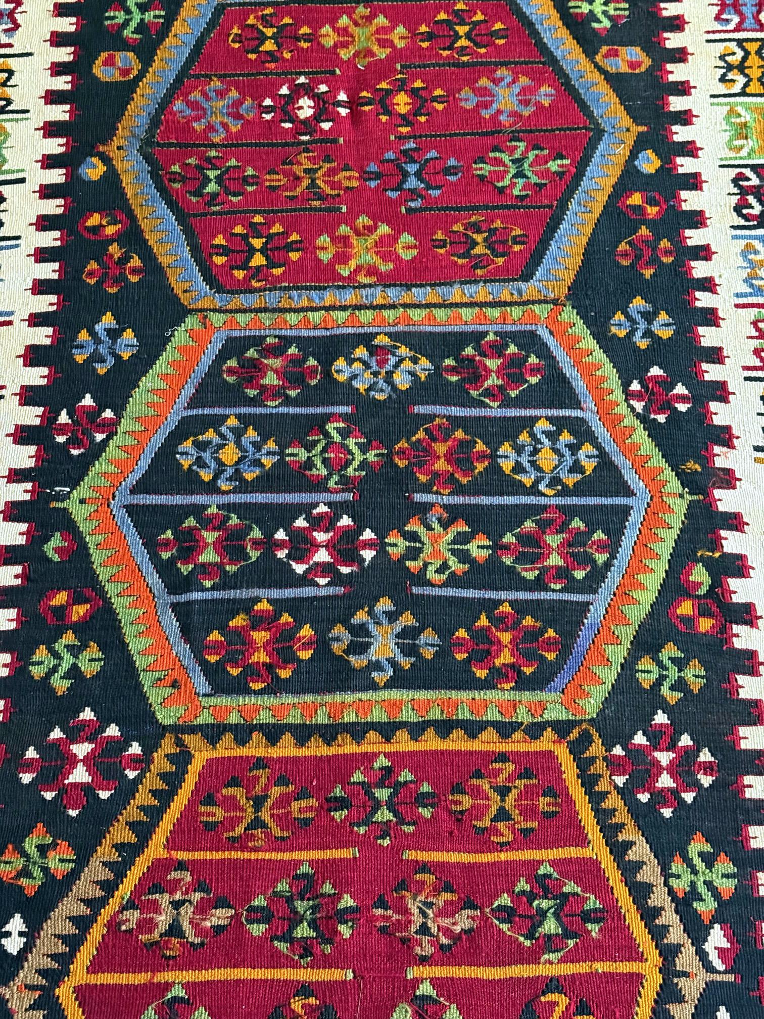 Antique Turkish Anatolian Kilim Rug of Matrimony For Sale 11