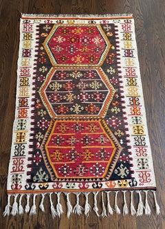 Antique Turkish Anatolian Kilim Rug of Matrimony