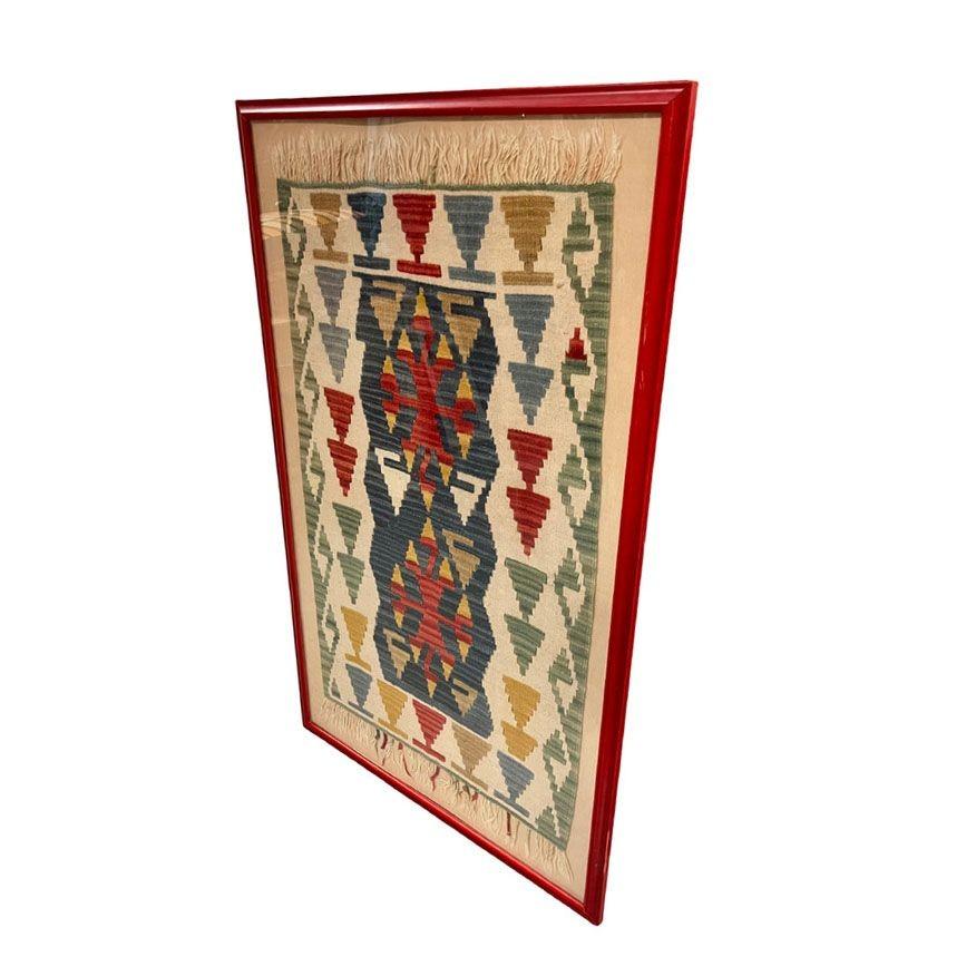 Tribal Antique Turkish Anatolian Kilim Rug Framed For Sale