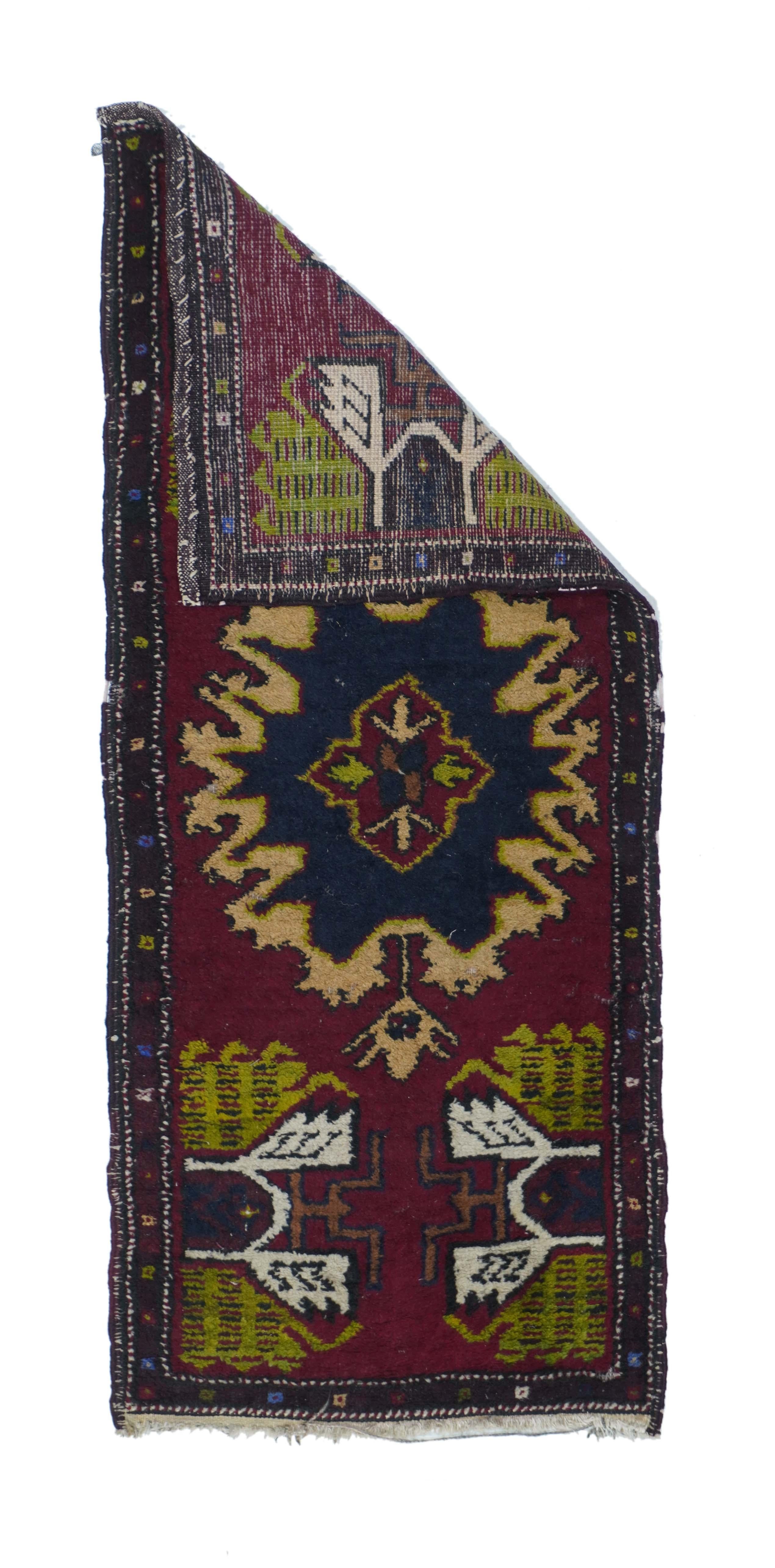 Antique Turkish Anatolian rug 1'8'' x 4'.
