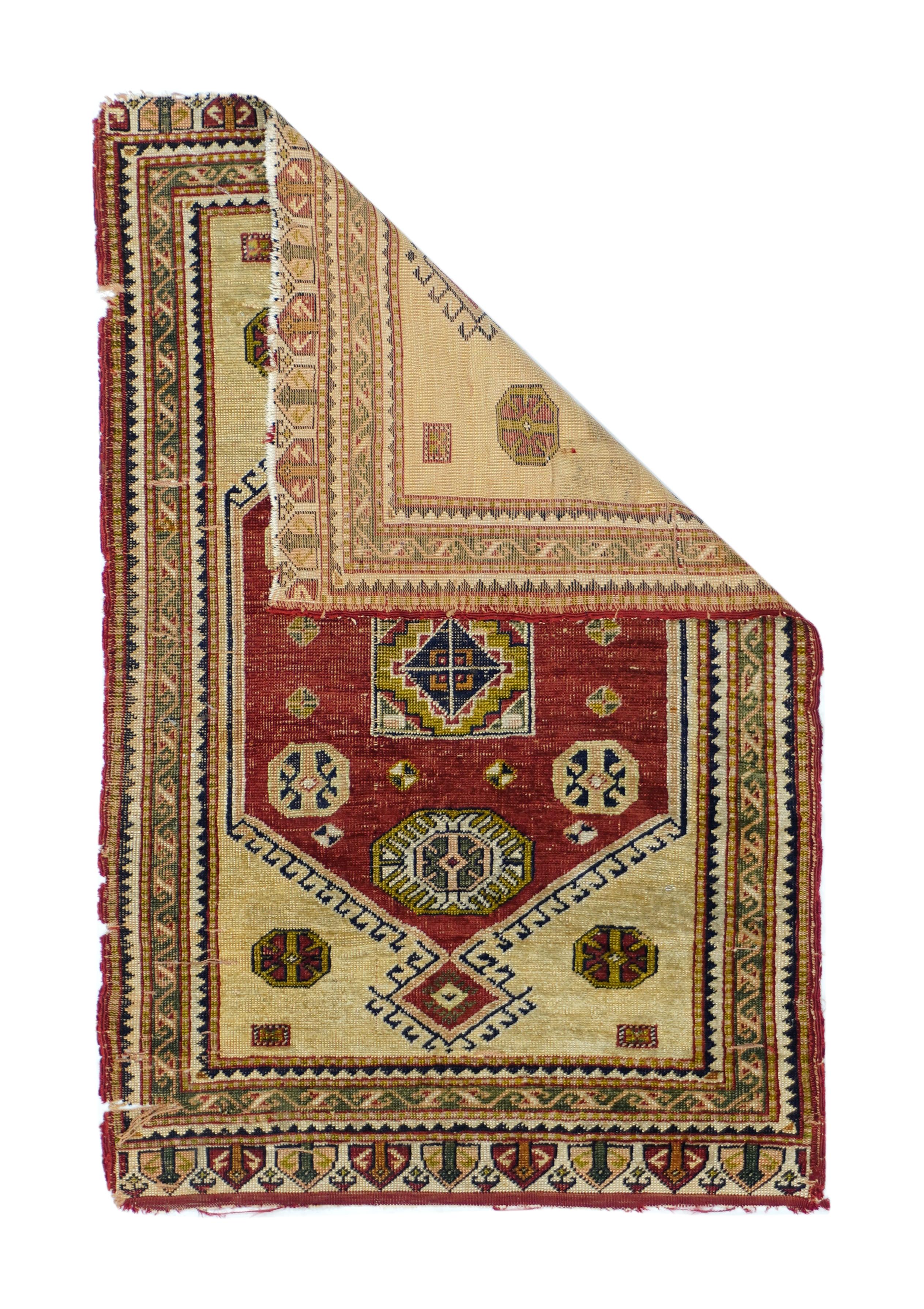 Antique Turkish Anatolian Rug 1'9'' x 2'10''.
