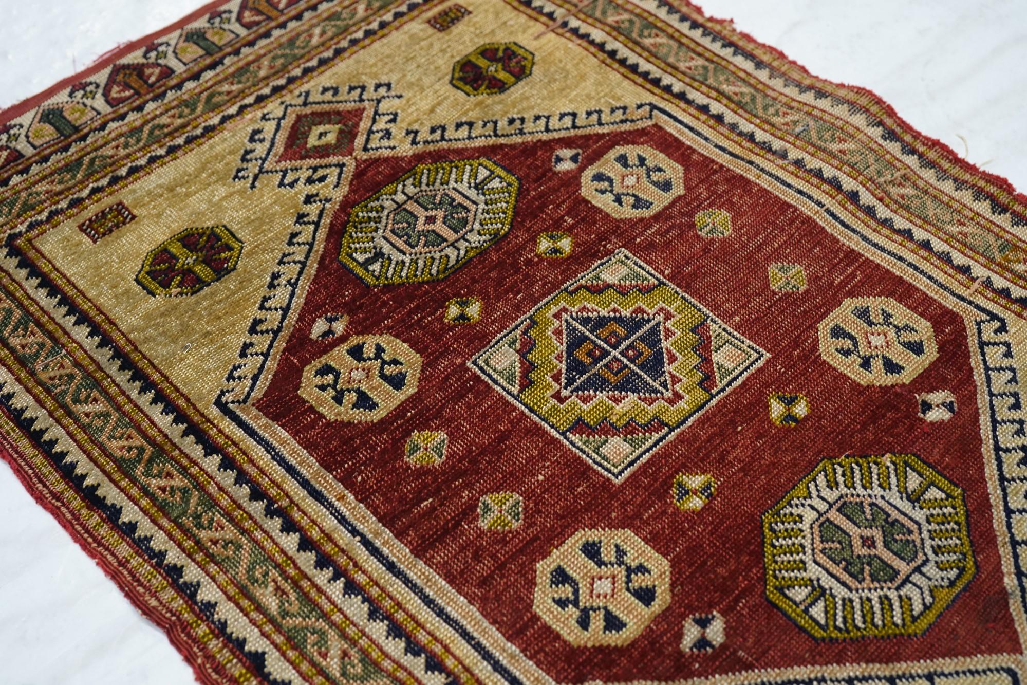 Wool Antique Turkish Anatolian Rug For Sale